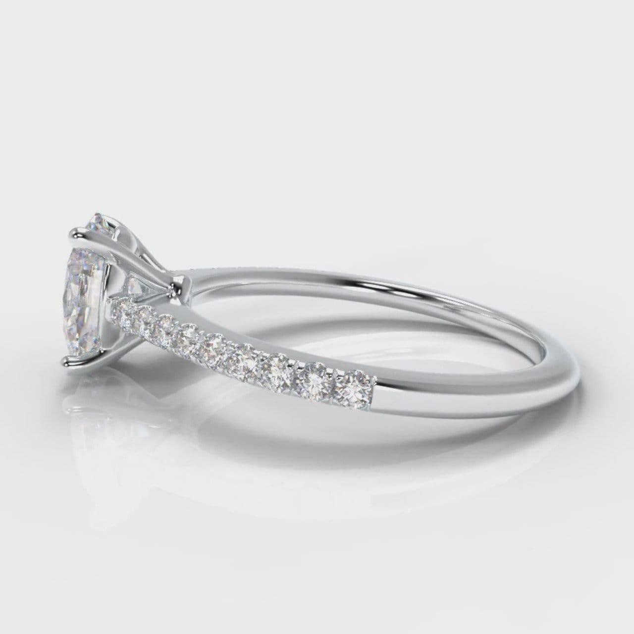 Petite Micropavé Oval Diamond Engagement Ring