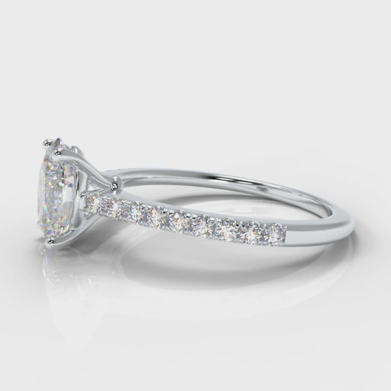 Petite Micropavé Oval Diamond Engagement Ring
