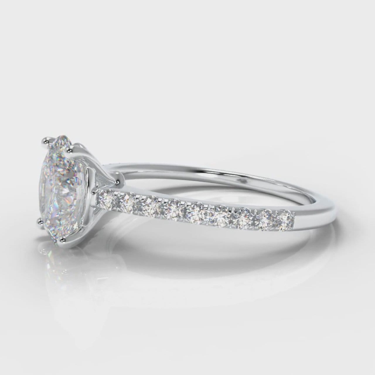 Petite Micropavé Oval Diamond Engagement Ring