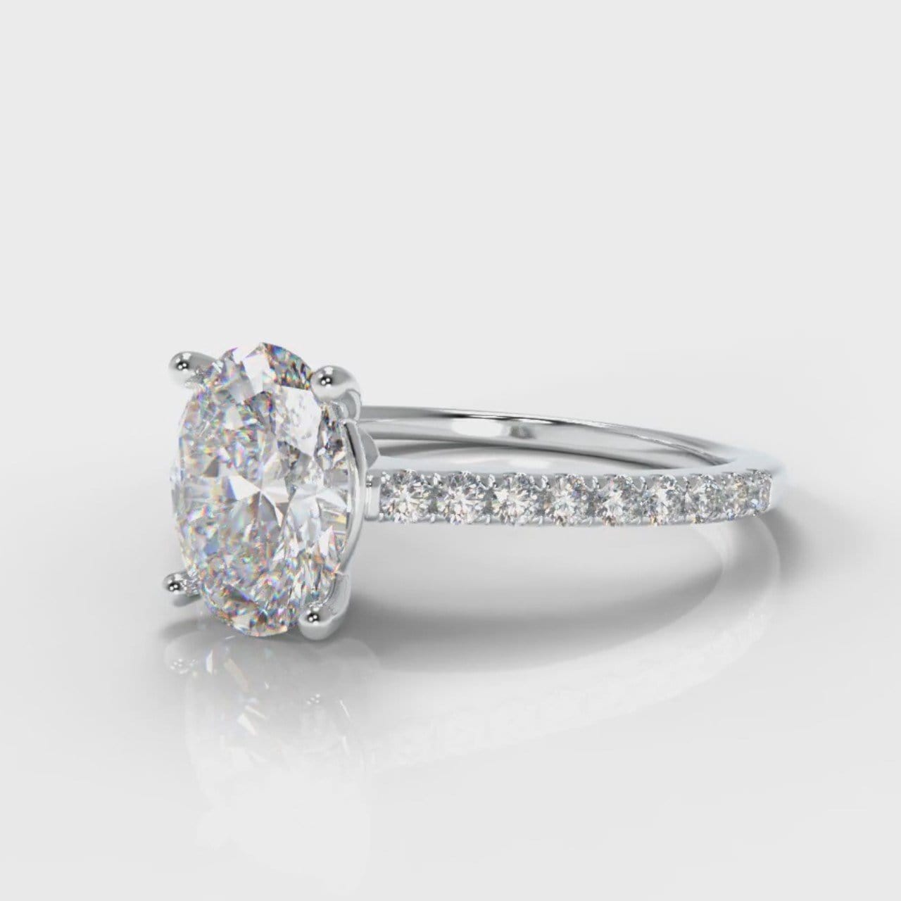 Petite Micropavé Oval Diamond Engagement Ring