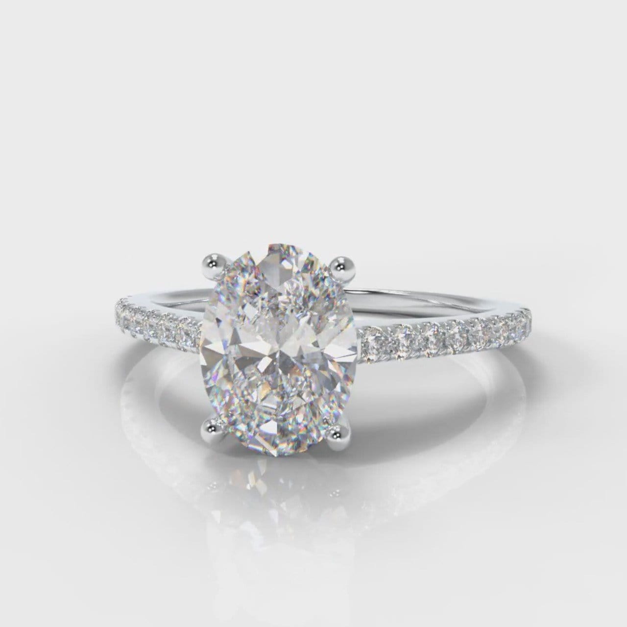 Petite Micropavé Oval Diamond Engagement Ring
