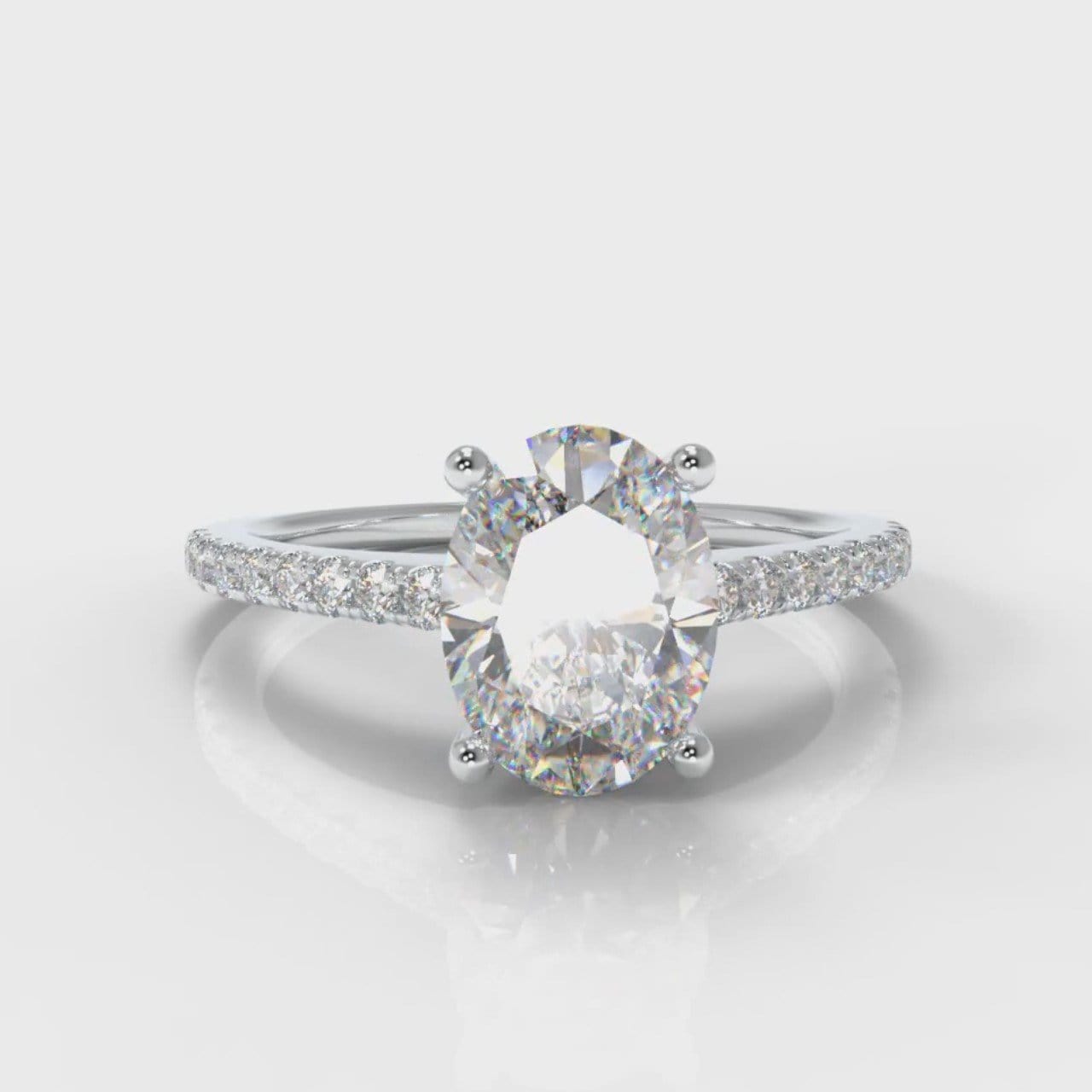 Petite Micropavé Oval Diamond Engagement Ring