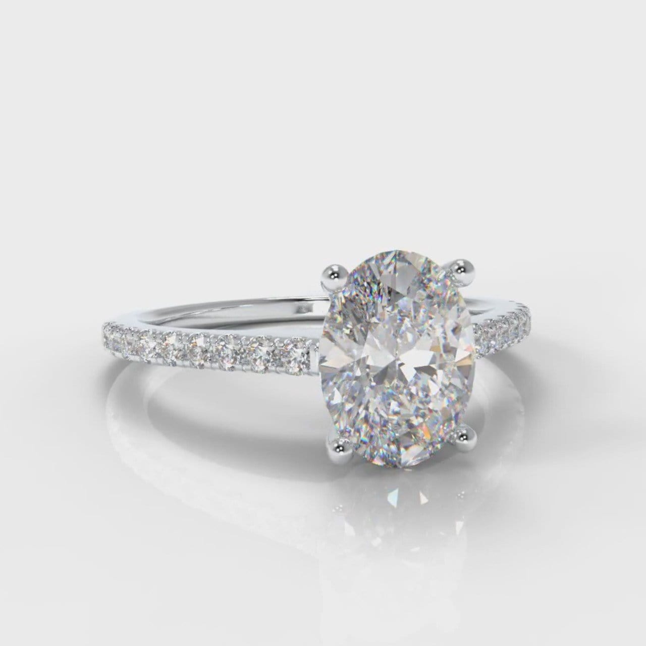 Petite Micropavé Oval Diamond Engagement Ring