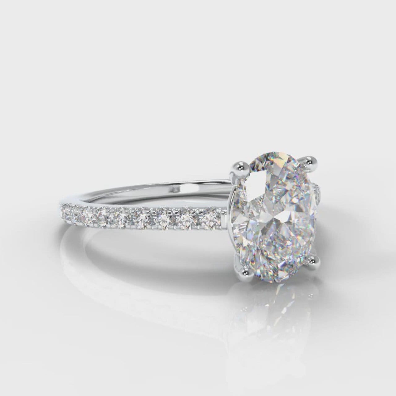 Petite Micropavé Oval Diamond Engagement Ring