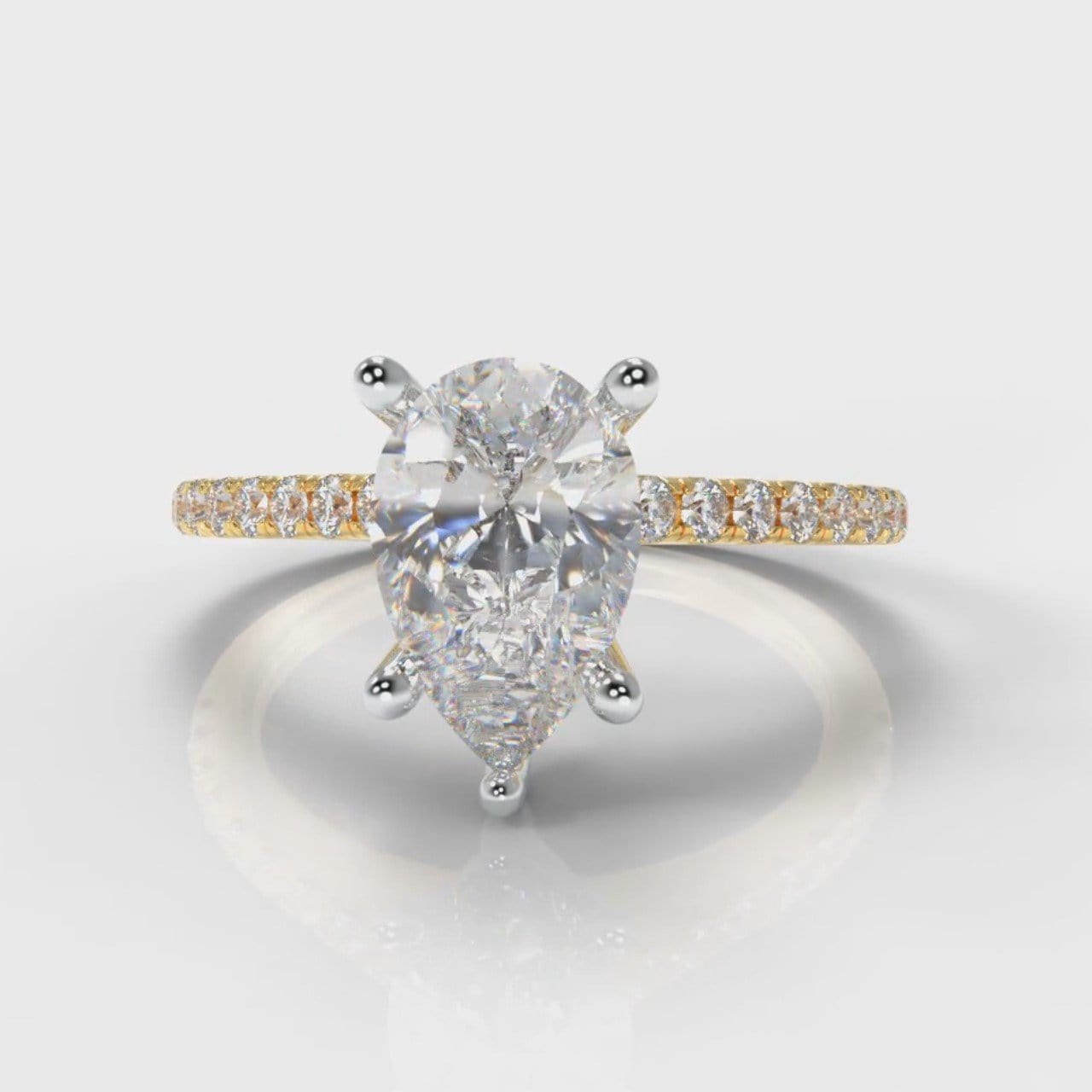 Petite Micropavé Pear Diamond Engagement Ring - Yellow Gold