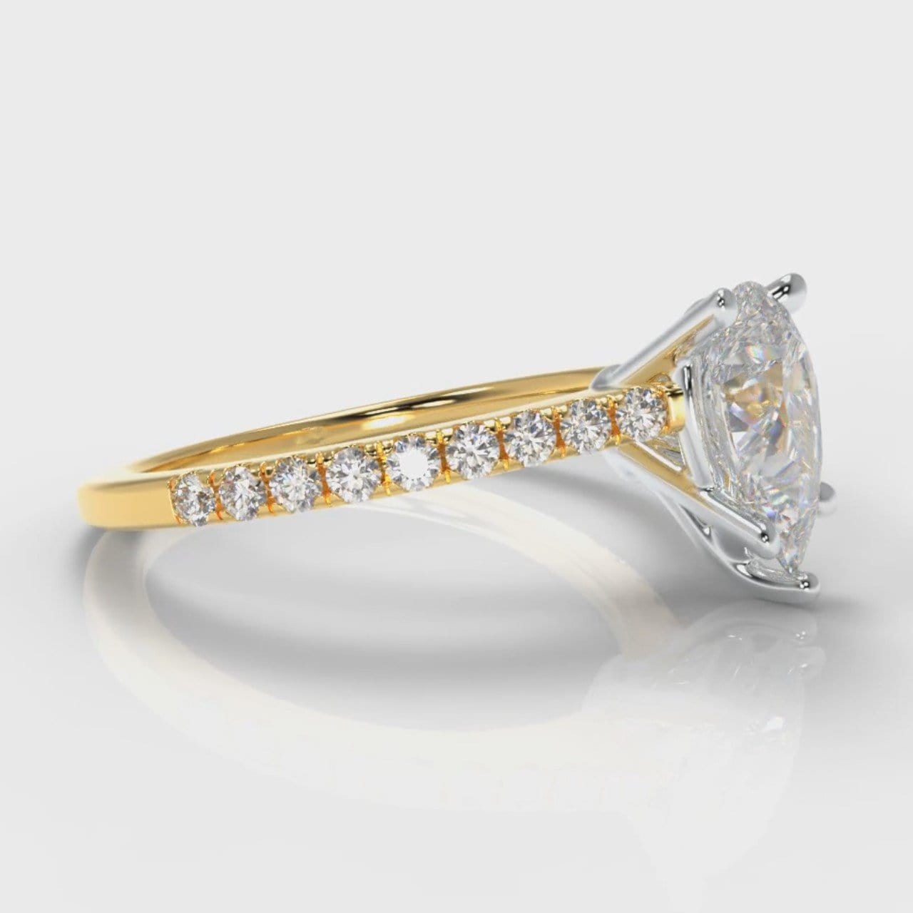 Petite Micropavé Pear Diamond Engagement Ring - Yellow Gold