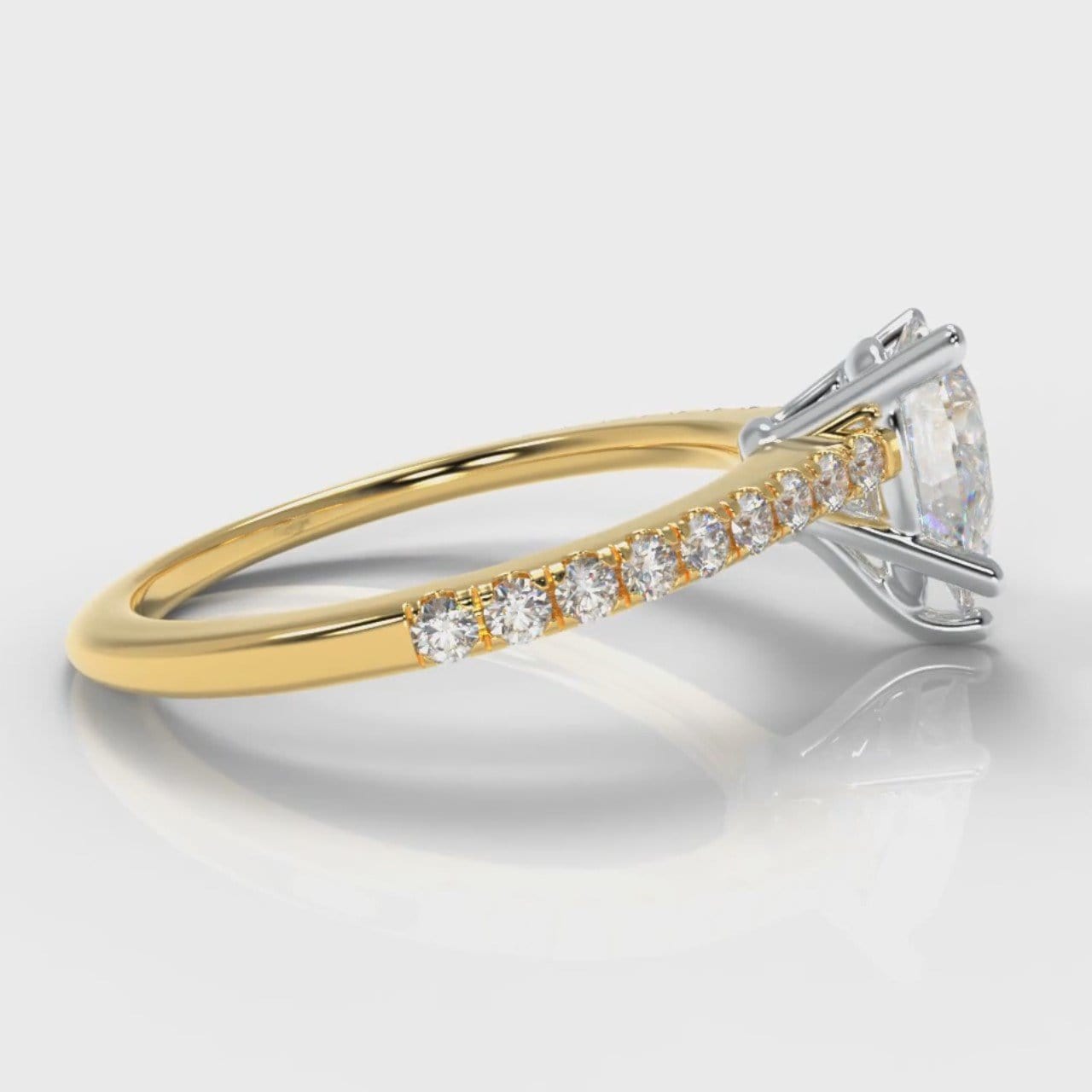 Petite Micropavé Pear Diamond Engagement Ring - Yellow Gold