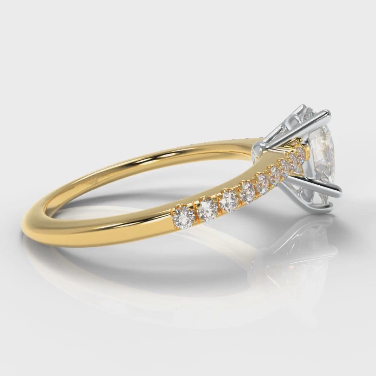 Petite Micropavé Pear Diamond Engagement Ring - Yellow Gold