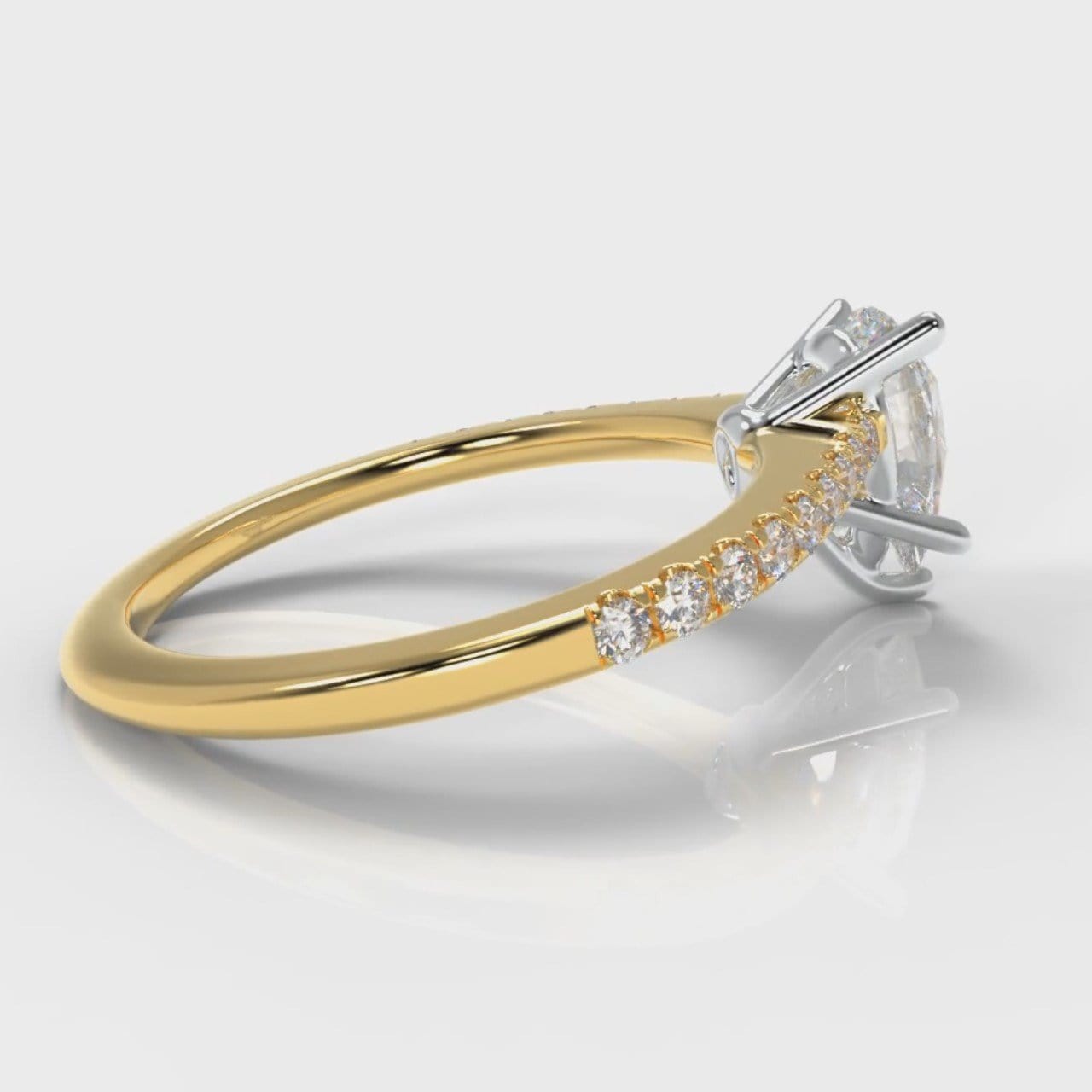 Petite Micropavé Pear Diamond Engagement Ring - Yellow Gold