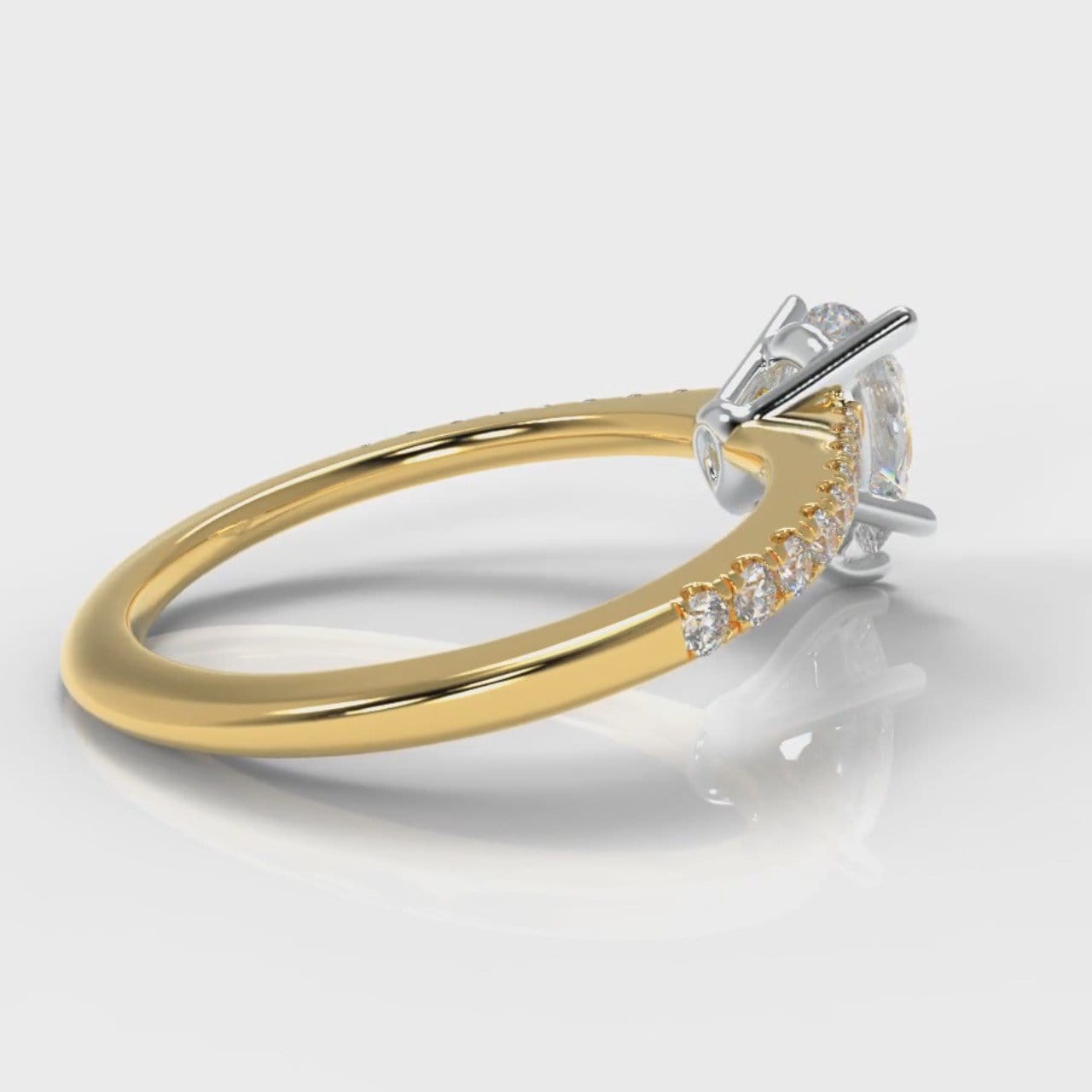 Petite Micropavé Pear Diamond Engagement Ring - Yellow Gold