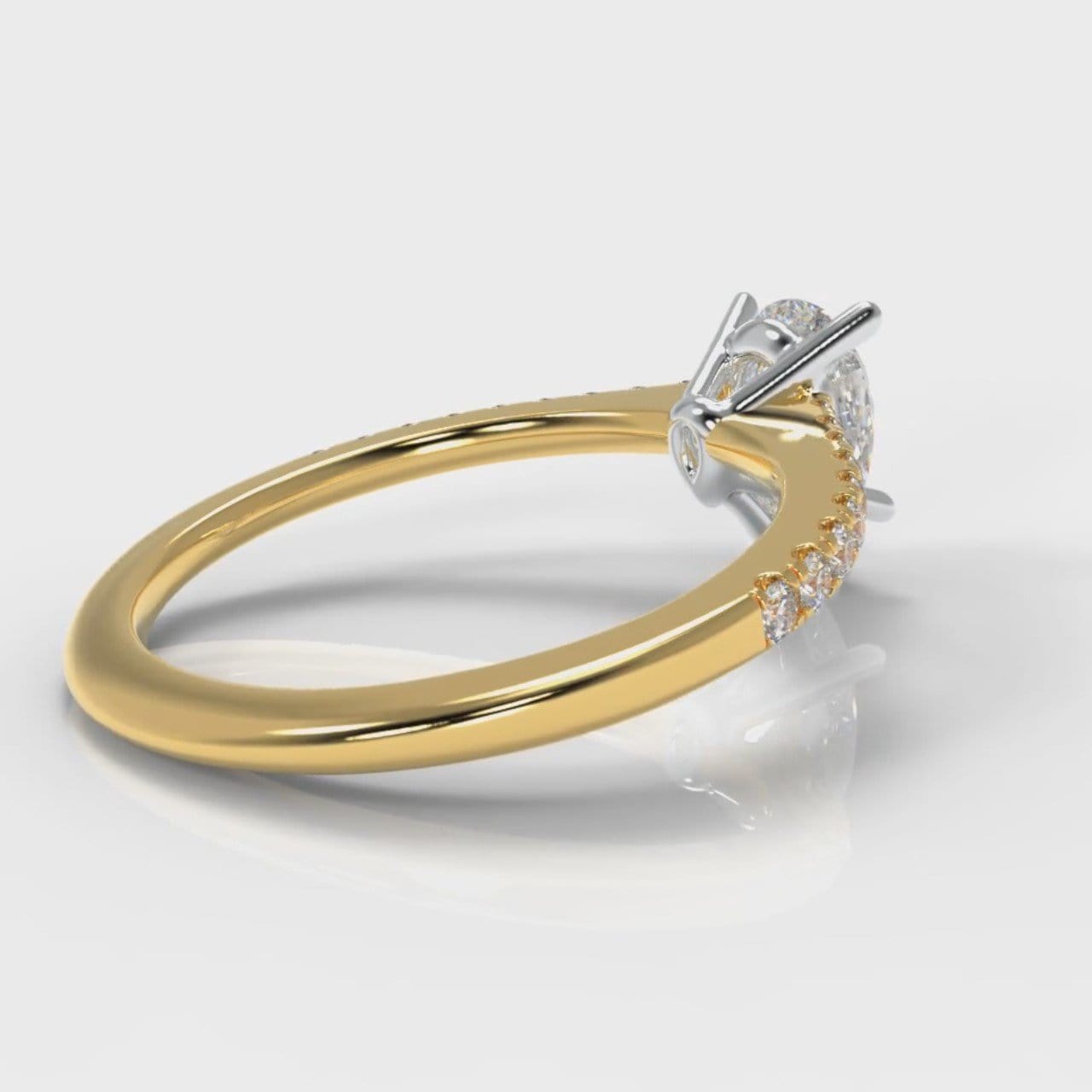 Petite Micropavé Pear Diamond Engagement Ring - Yellow Gold