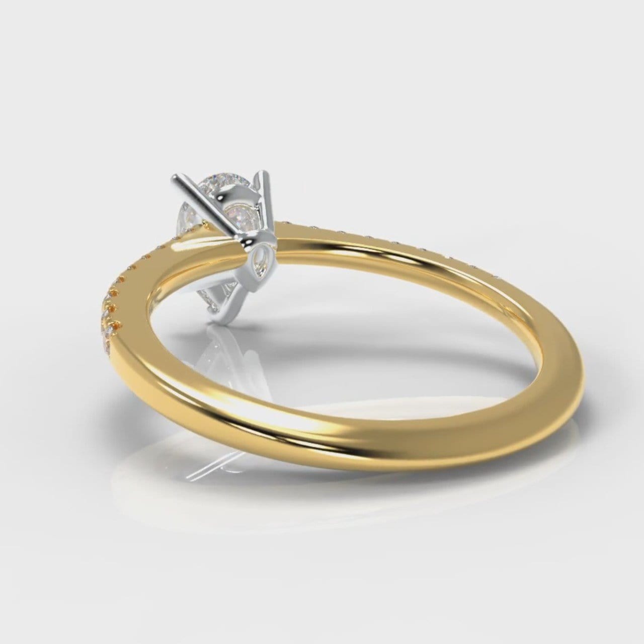 Petite Micropavé Pear Diamond Engagement Ring - Yellow Gold