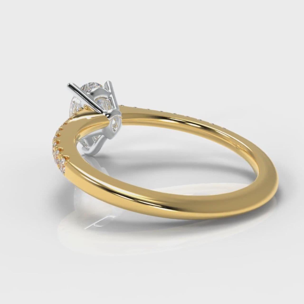Petite Micropavé Pear Diamond Engagement Ring - Yellow Gold