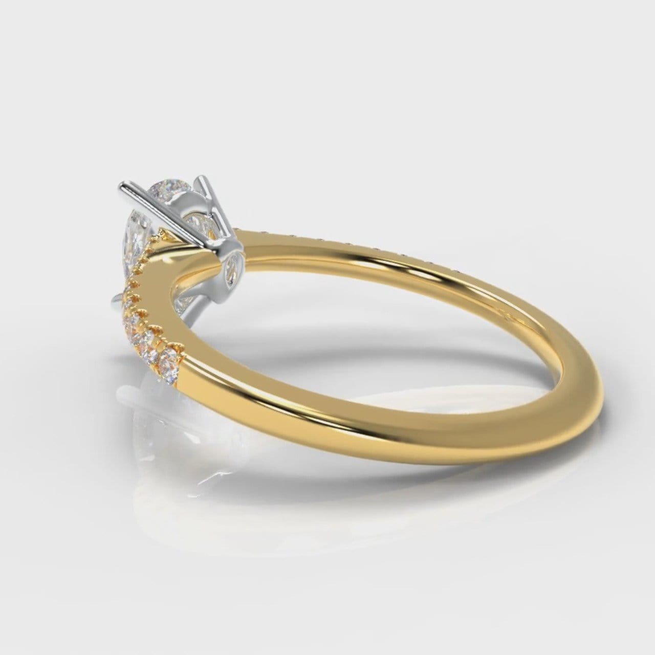 Petite Micropavé Pear Diamond Engagement Ring - Yellow Gold