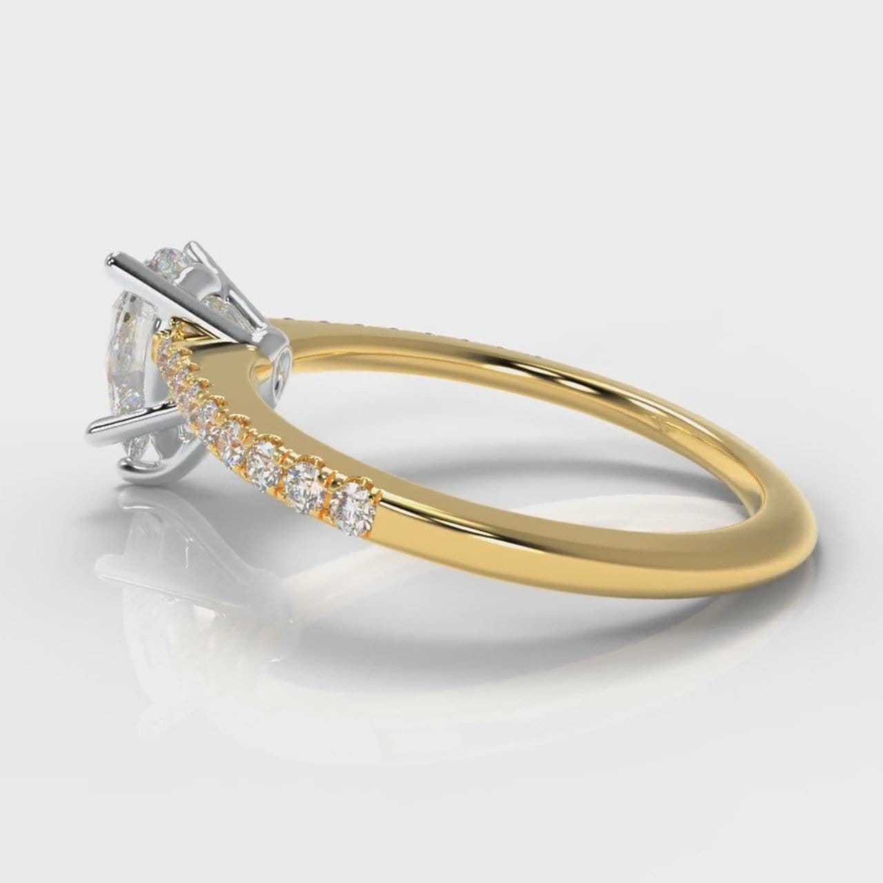 Petite Micropavé Pear Diamond Engagement Ring - Yellow Gold