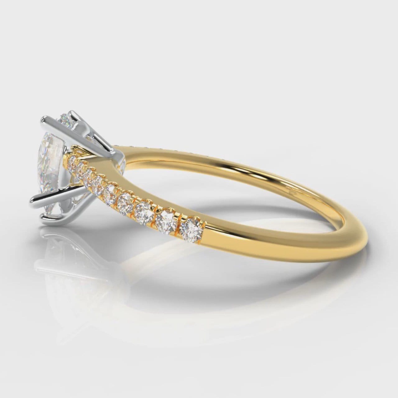 Petite Micropavé Pear Diamond Engagement Ring - Yellow Gold