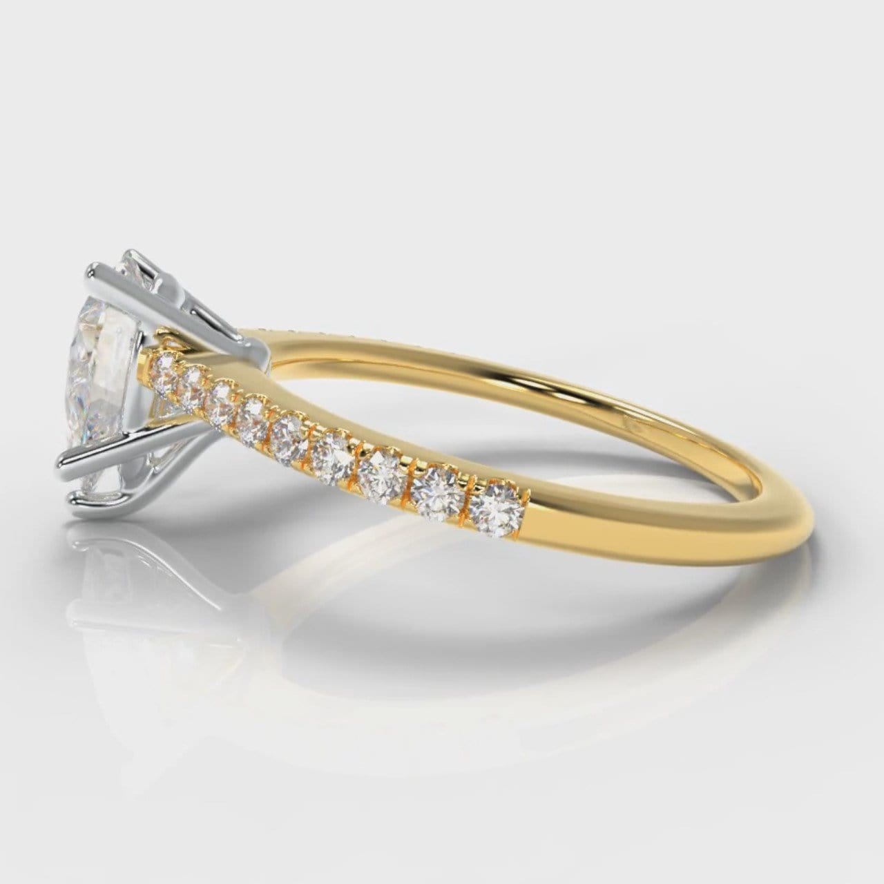 Petite Micropavé Pear Diamond Engagement Ring - Yellow Gold