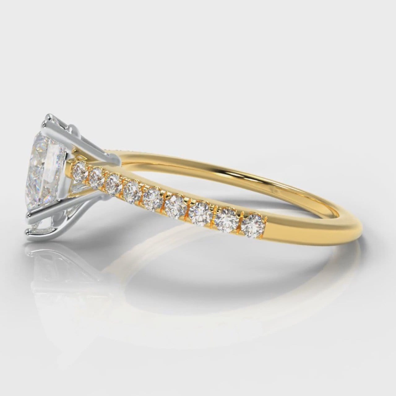 Petite Micropavé Pear Diamond Engagement Ring - Yellow Gold