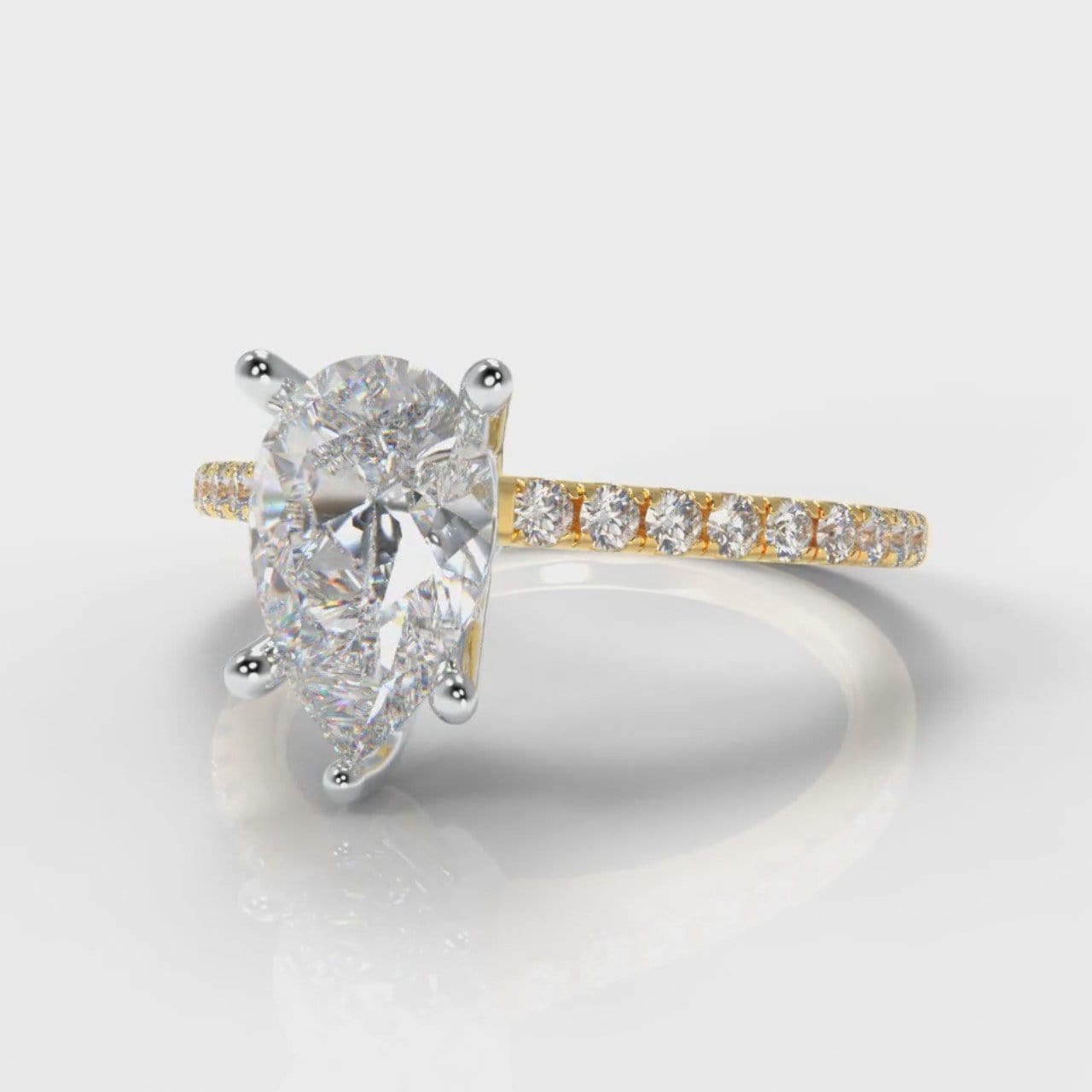 Petite Micropavé Pear Diamond Engagement Ring - Yellow Gold