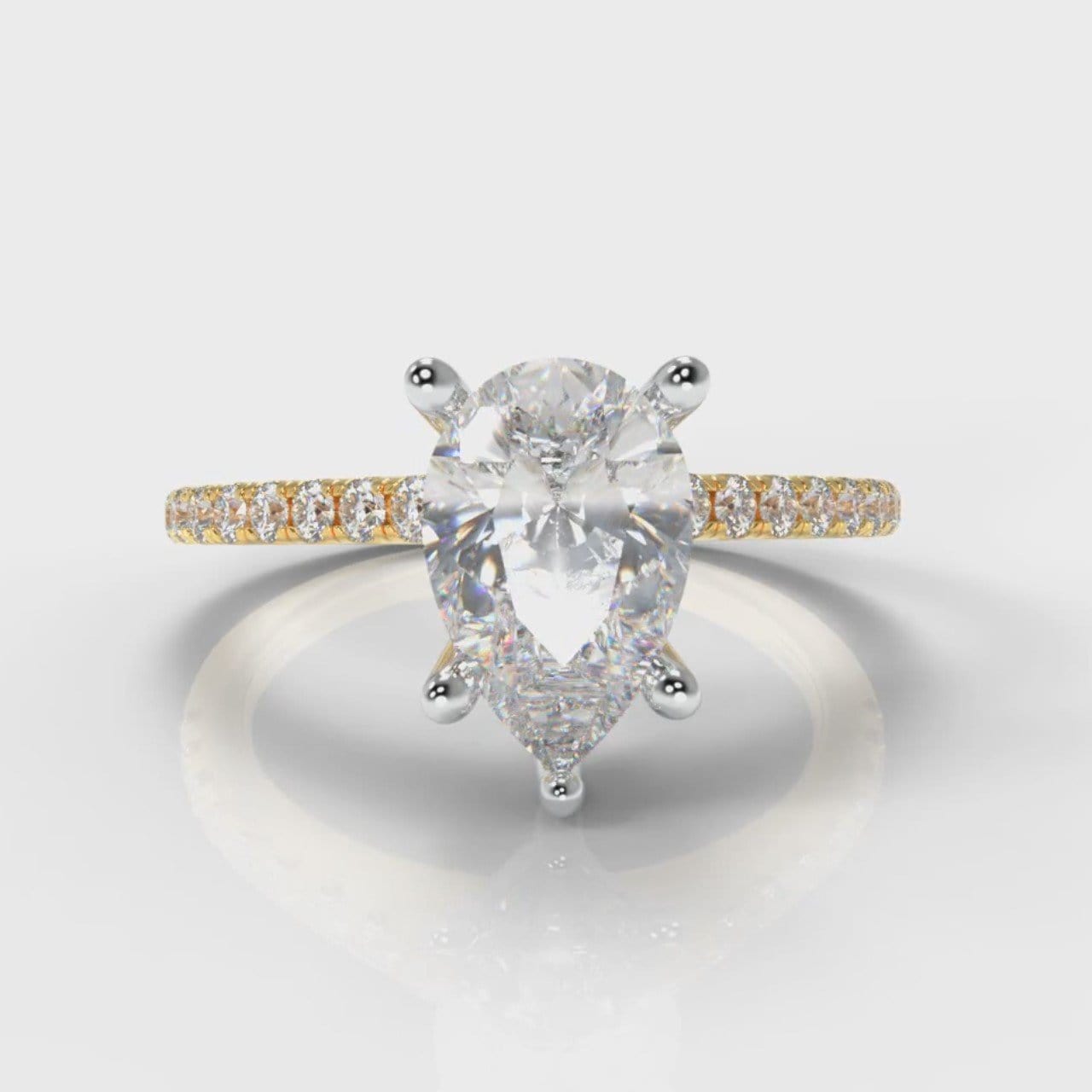 Petite Micropavé Pear Diamond Engagement Ring - Yellow Gold