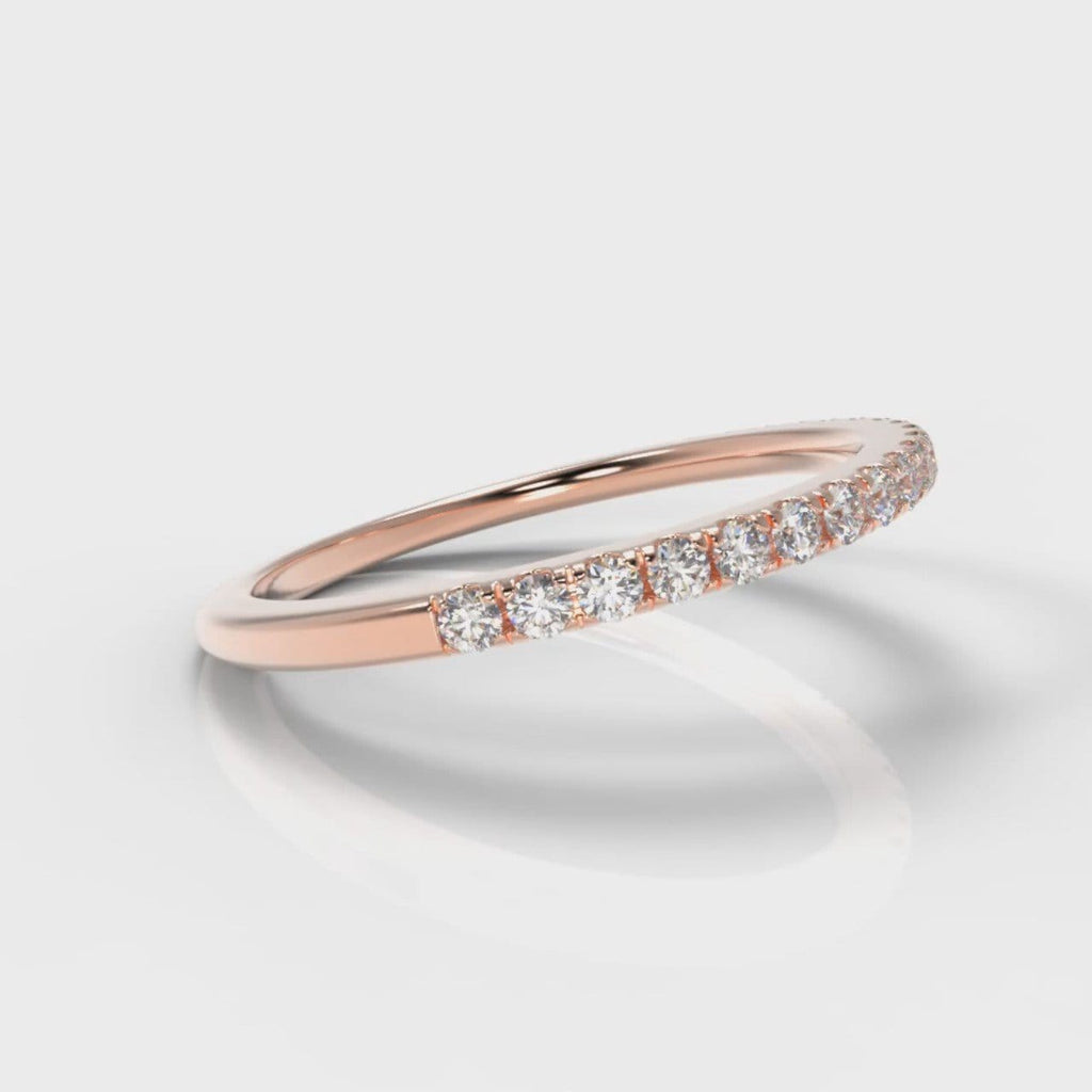 Petite Micropavé Diamond Wedding Ring - Rose Gold