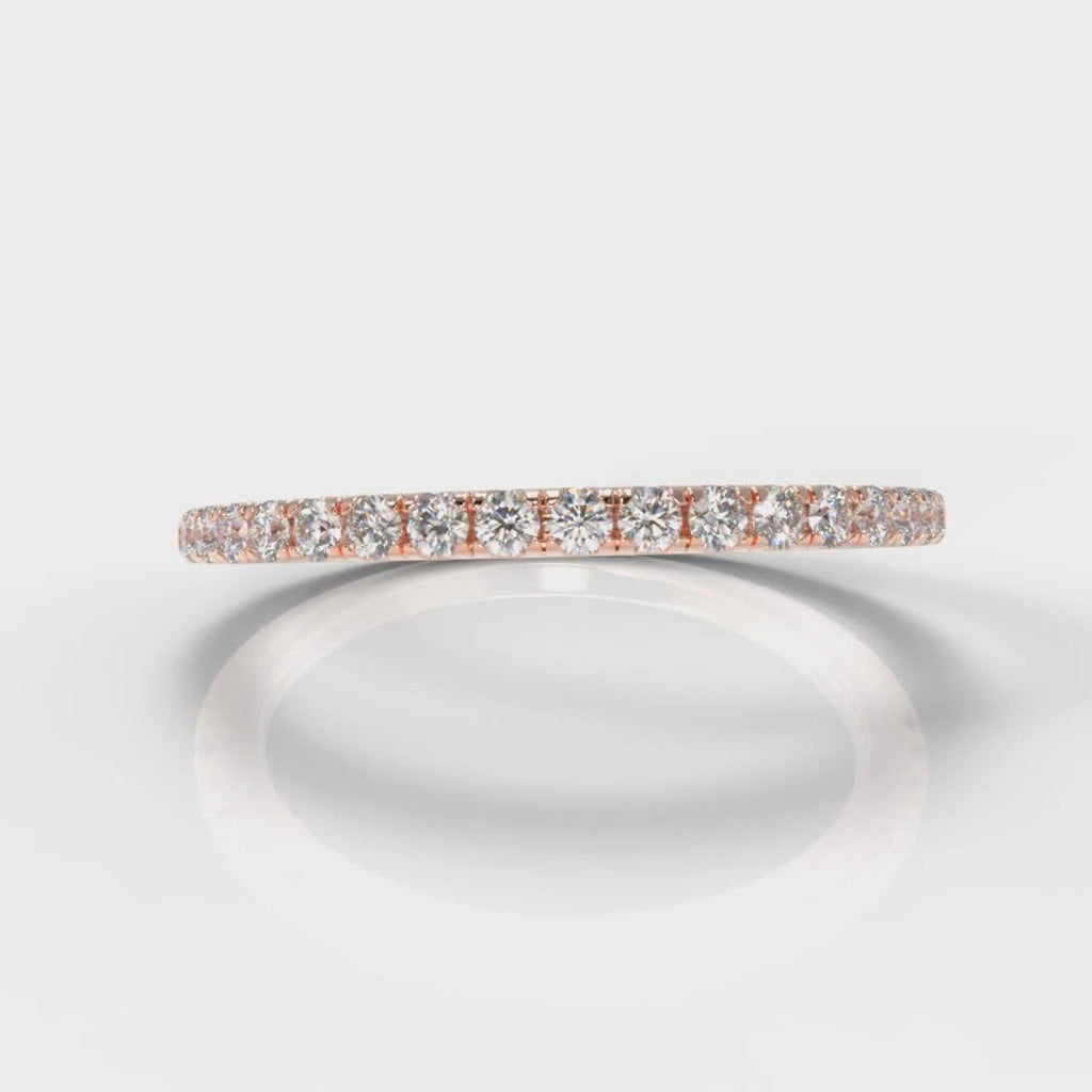 Petite Micropavé Diamond Wedding Ring - Rose Gold