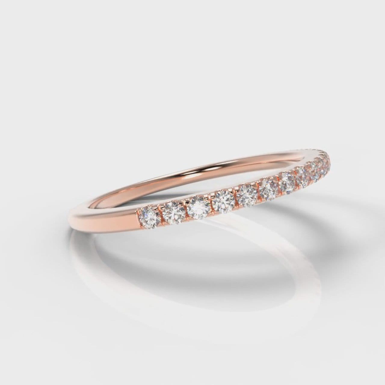 Petite Micropavé Diamond Wedding Ring - Rose Gold