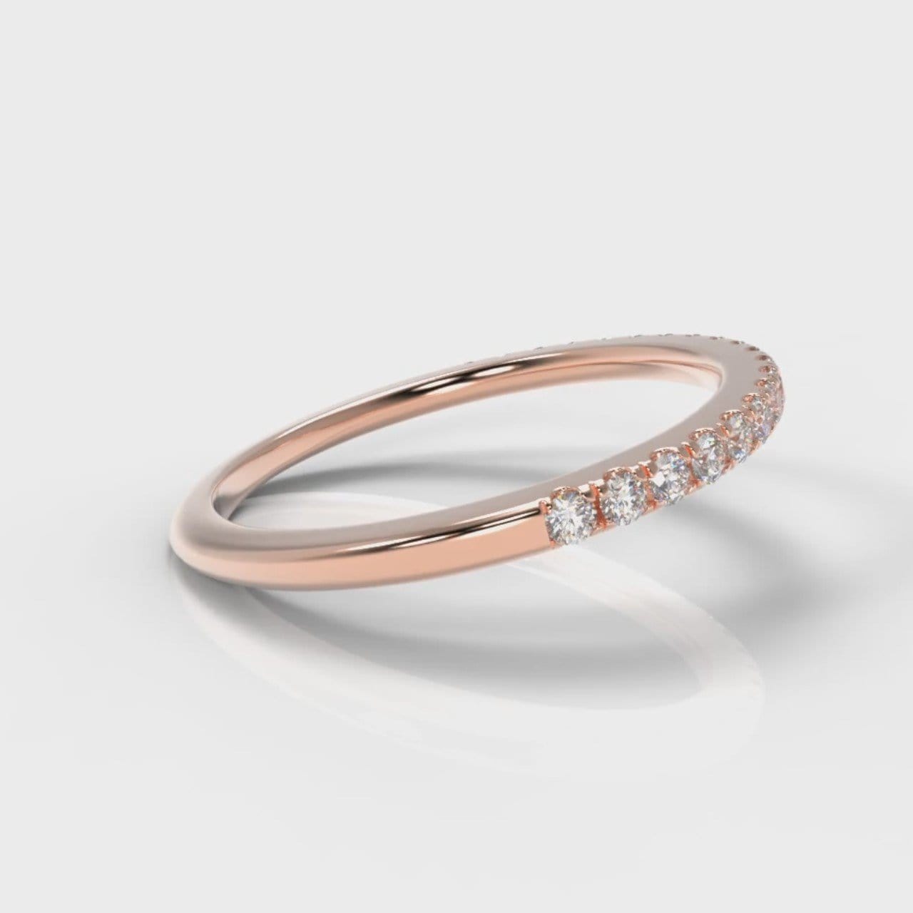 Petite Micropavé Diamond Wedding Ring - Rose Gold