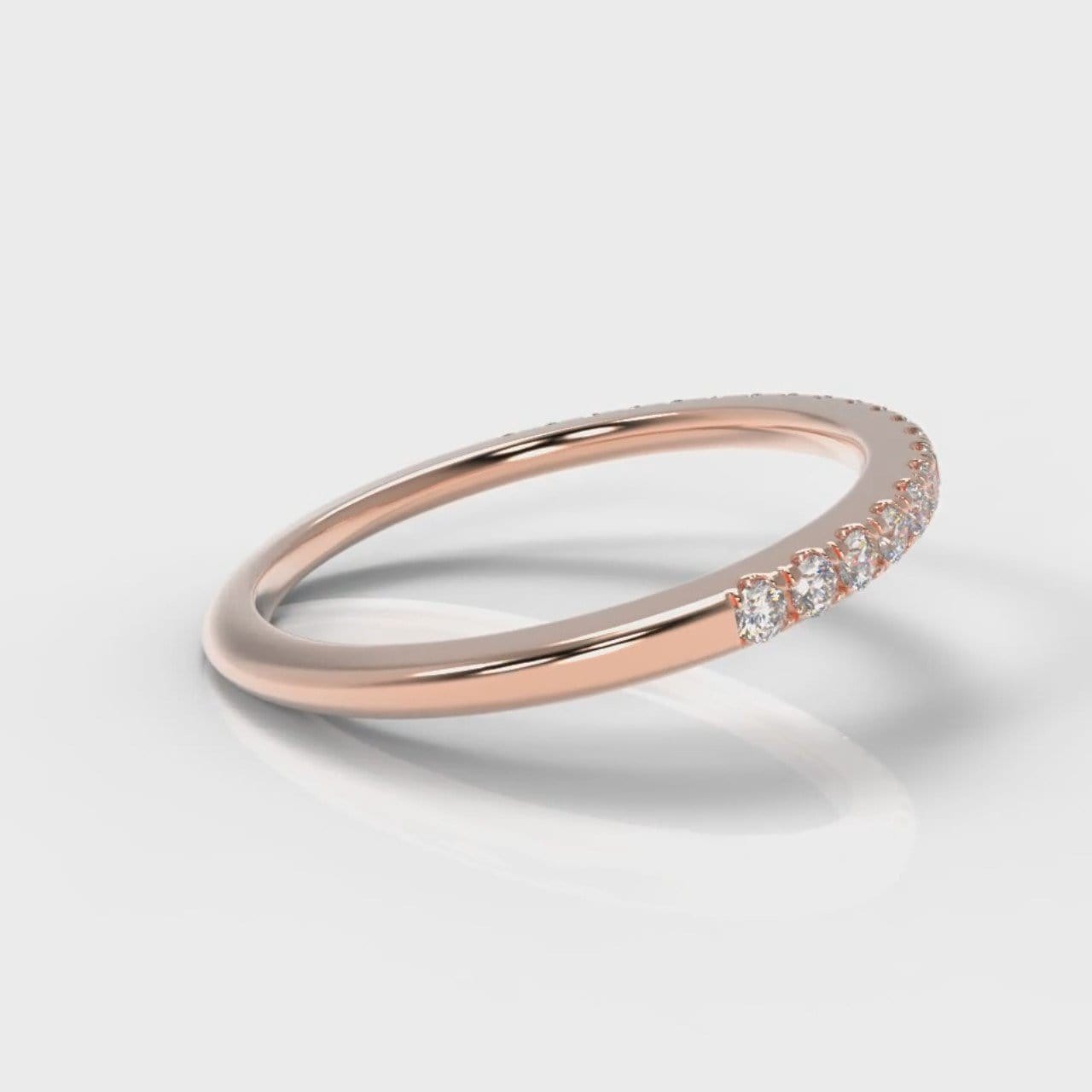Petite Micropavé Diamond Wedding Ring - Rose Gold