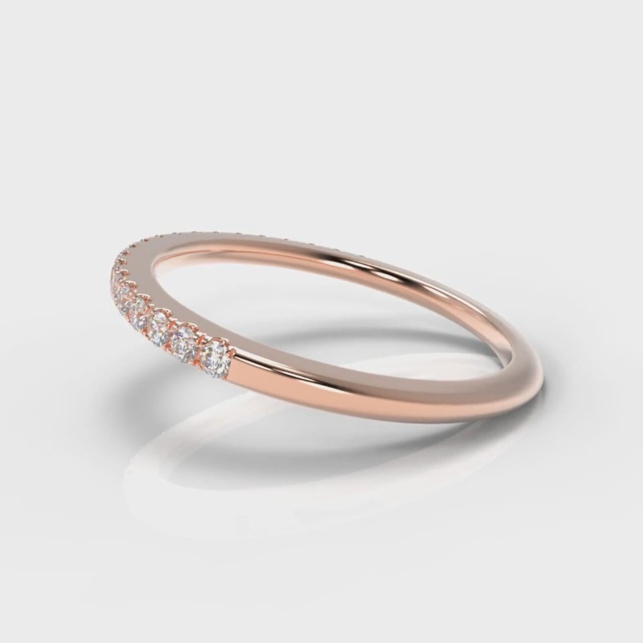 Petite Micropavé Diamond Wedding Ring - Rose Gold