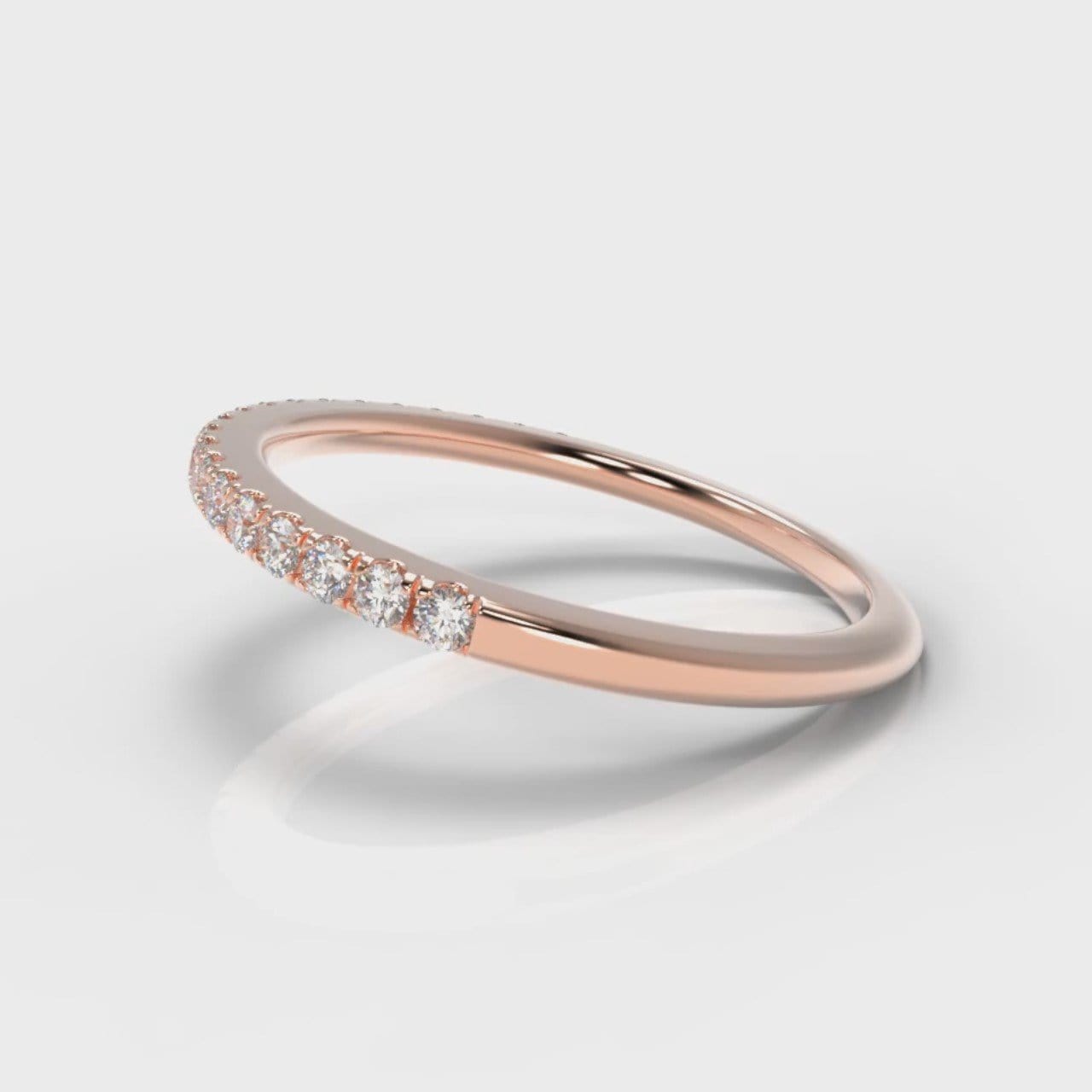 Petite Micropavé Diamond Wedding Ring - Rose Gold