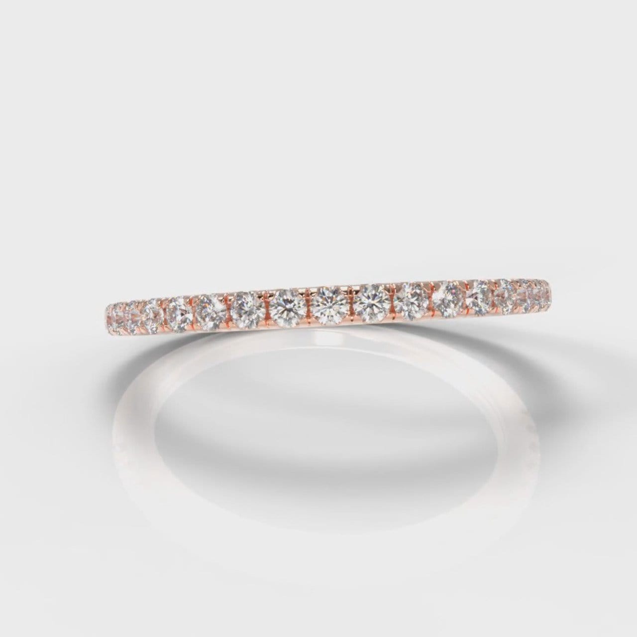 Petite Micropavé Diamond Wedding Ring - Rose Gold