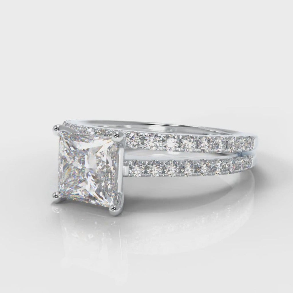 Petite Micropavé Princess Cut Diamond Bridal Set