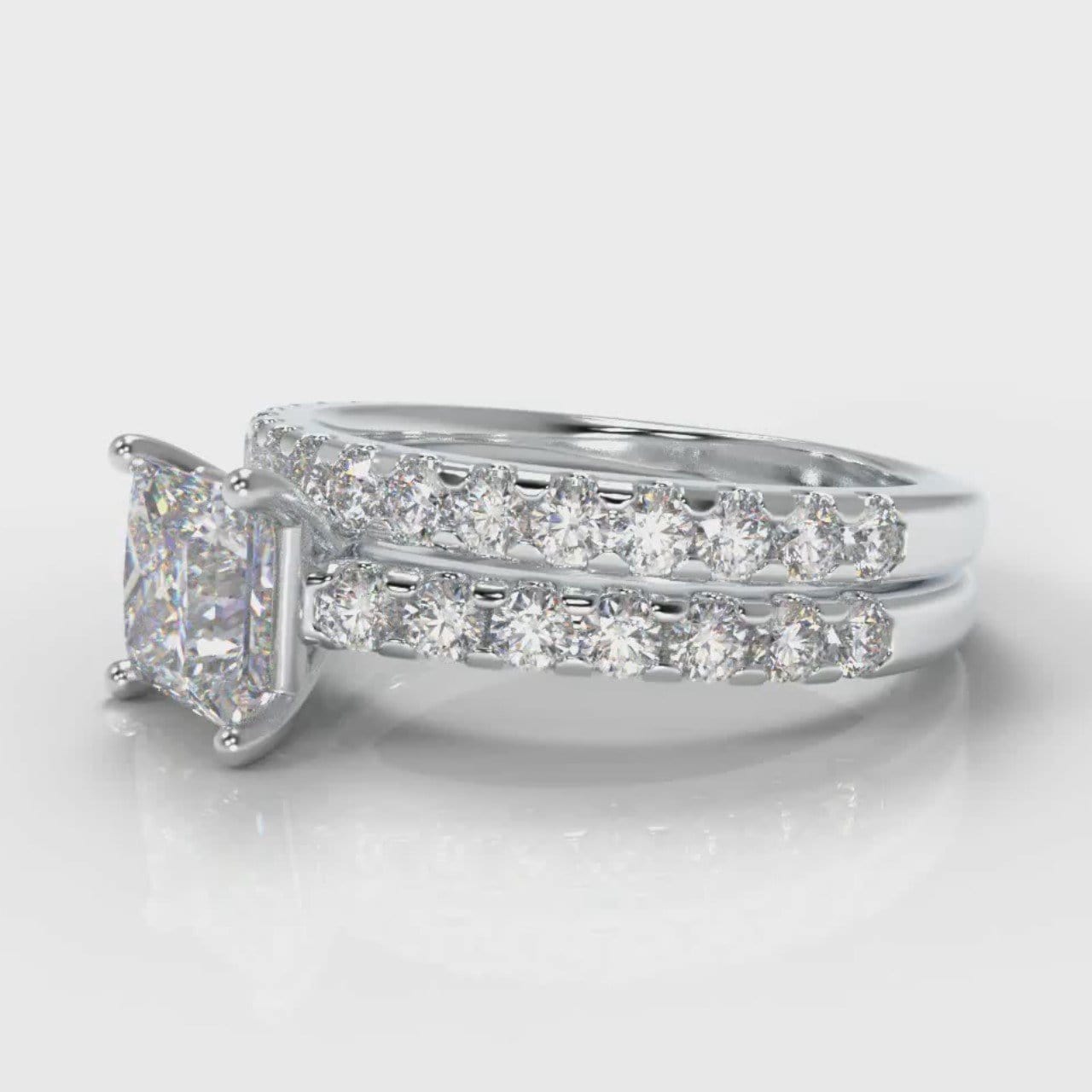 Carrée Micropavé Princess Cut Diamond Bridal Set