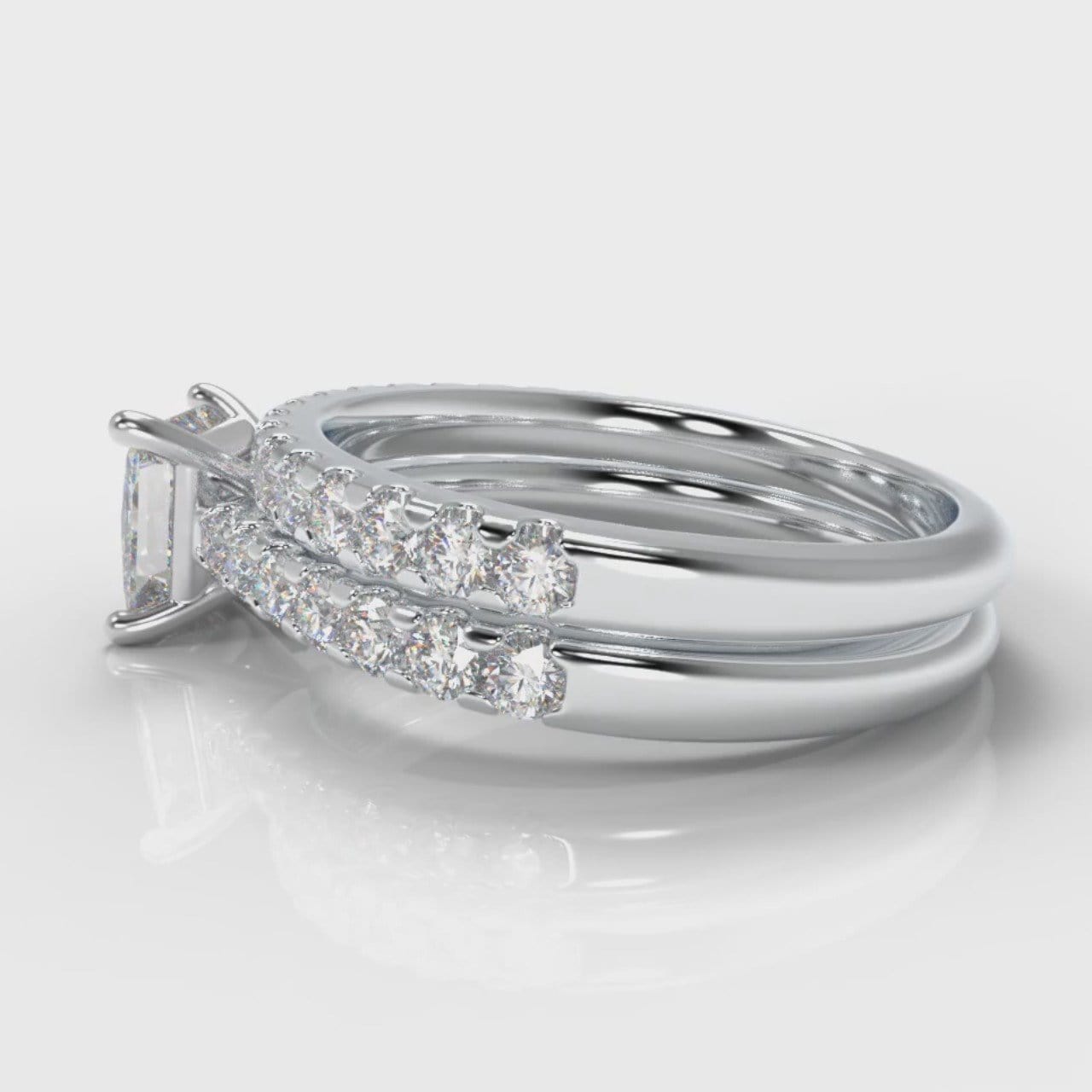 Carrée Micropavé Princess Cut Diamond Bridal Set
