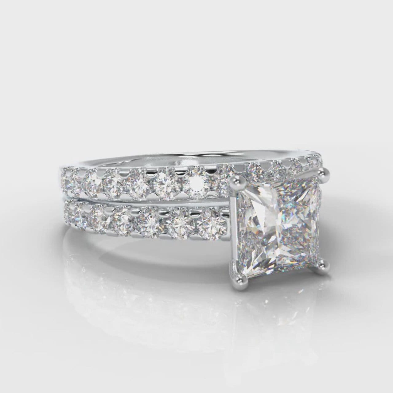Carrée Micropavé Princess Cut Diamond Bridal Set