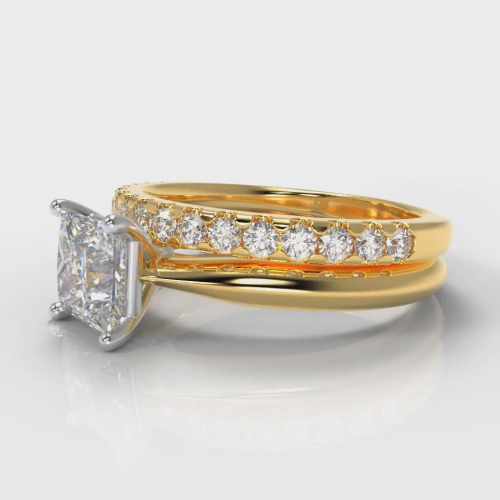 Carrée Solitaire Princess Cut Diamond Bridal Set - Yellow Gold