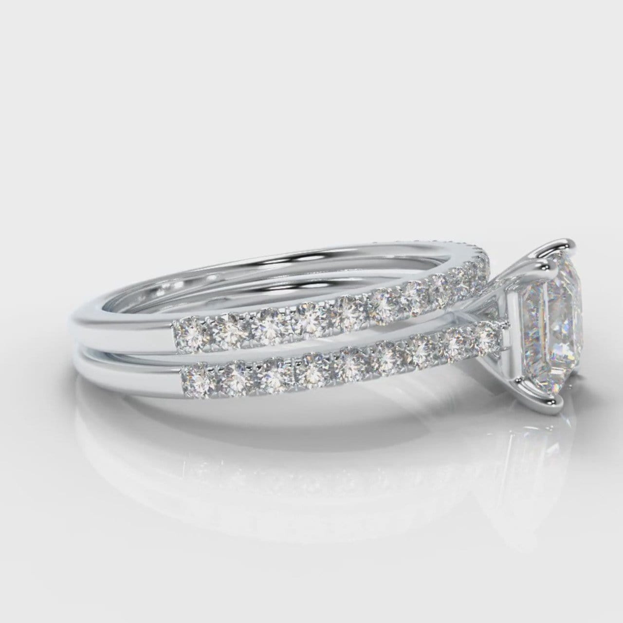 Petite Micropavé Princess Cut Diamond Bridal Set