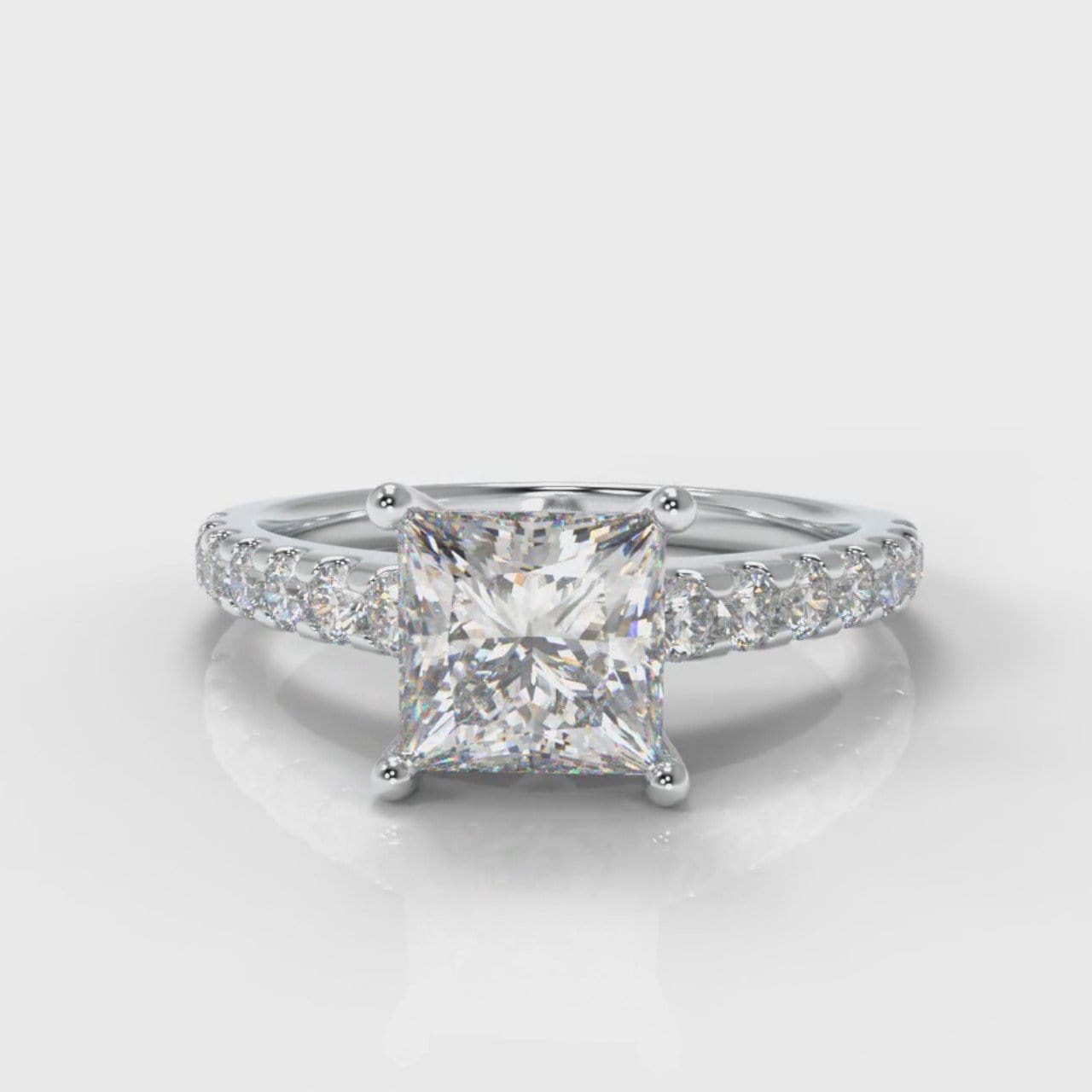 Carrée Micropavé Princess Cut Diamond Engagement Ring