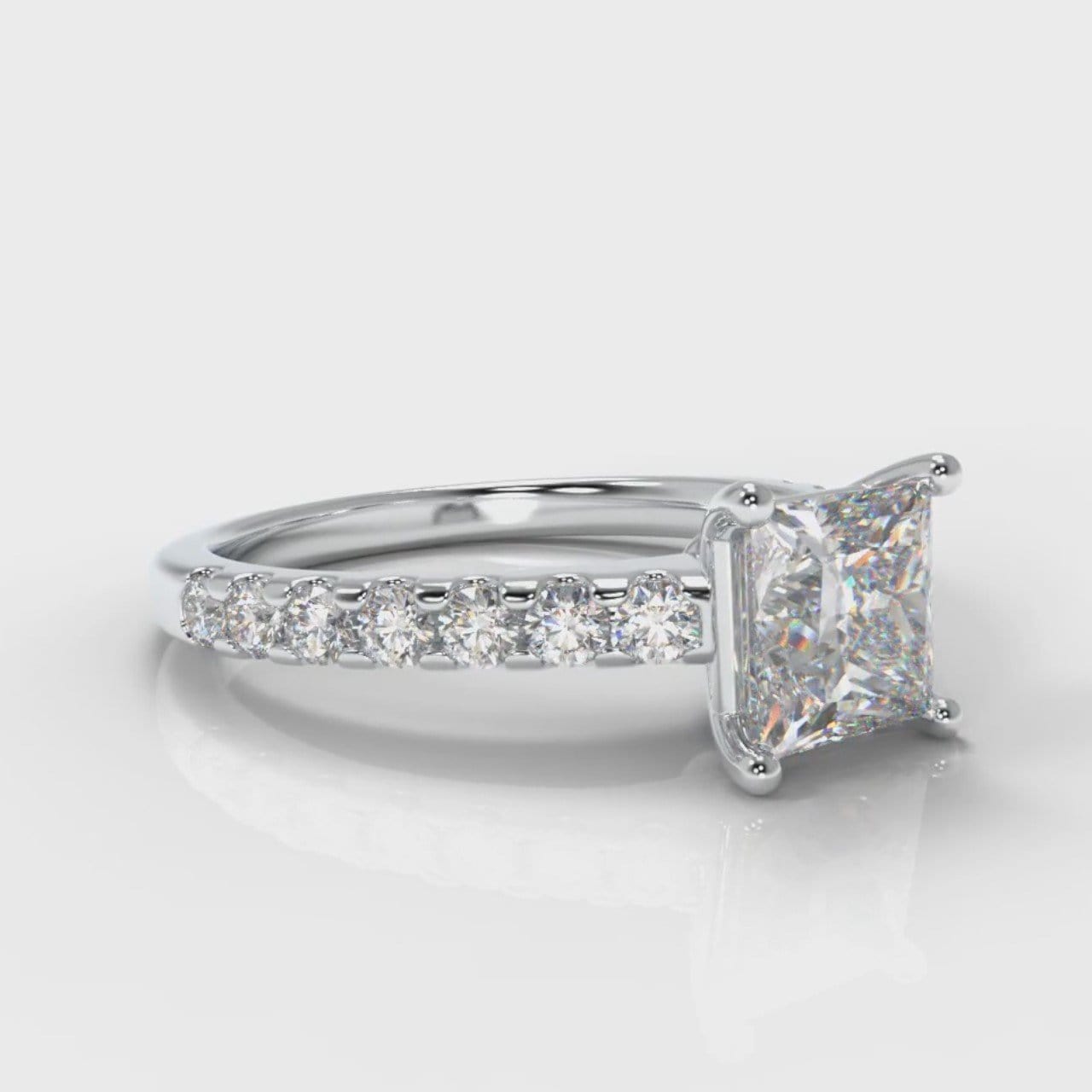 Carrée Micropavé Princess Cut Diamond Engagement Ring