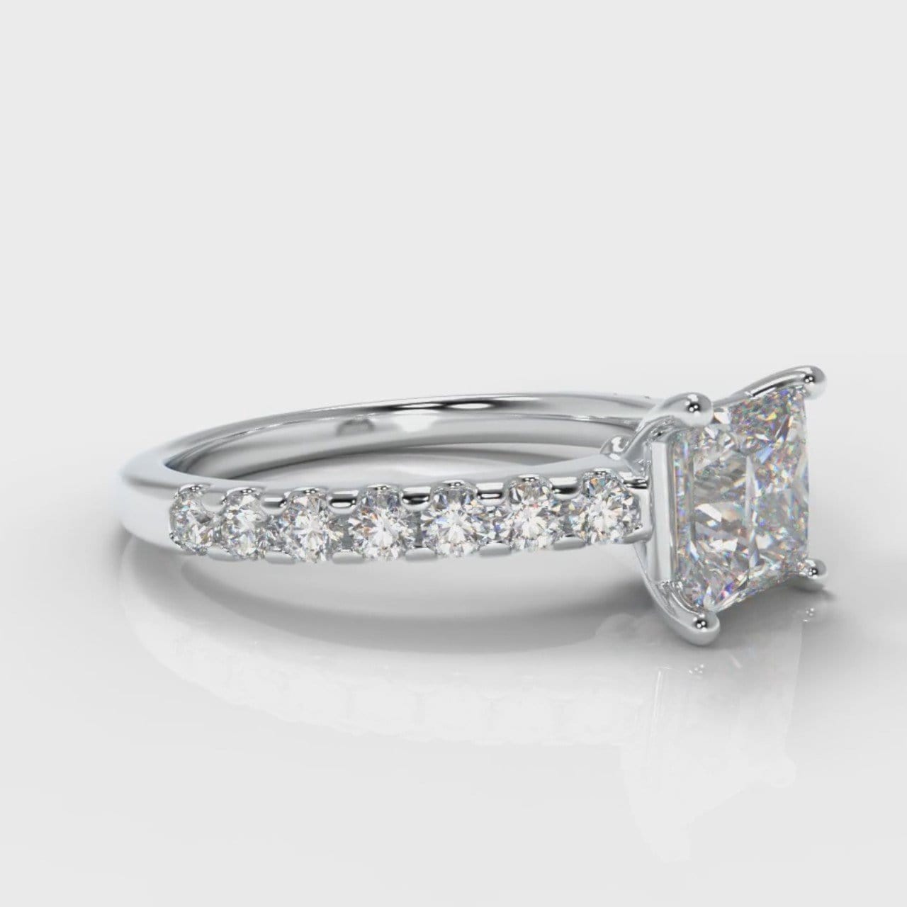 Carrée Micropavé Princess Cut Diamond Engagement Ring
