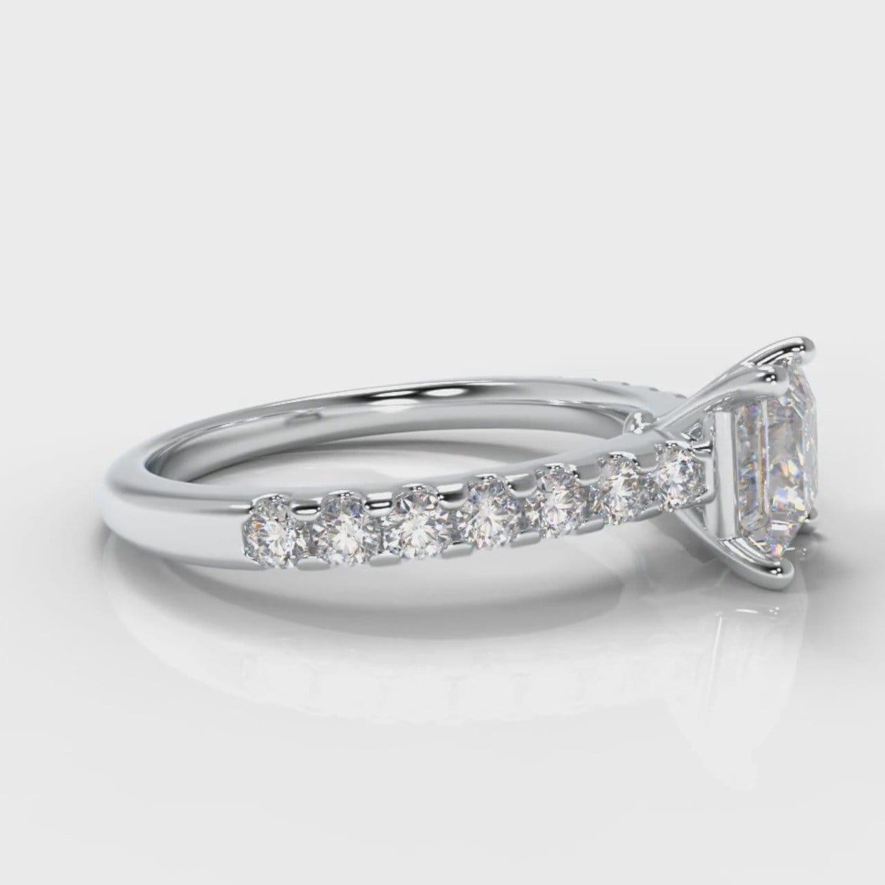 Carrée Micropavé Princess Cut Diamond Engagement Ring