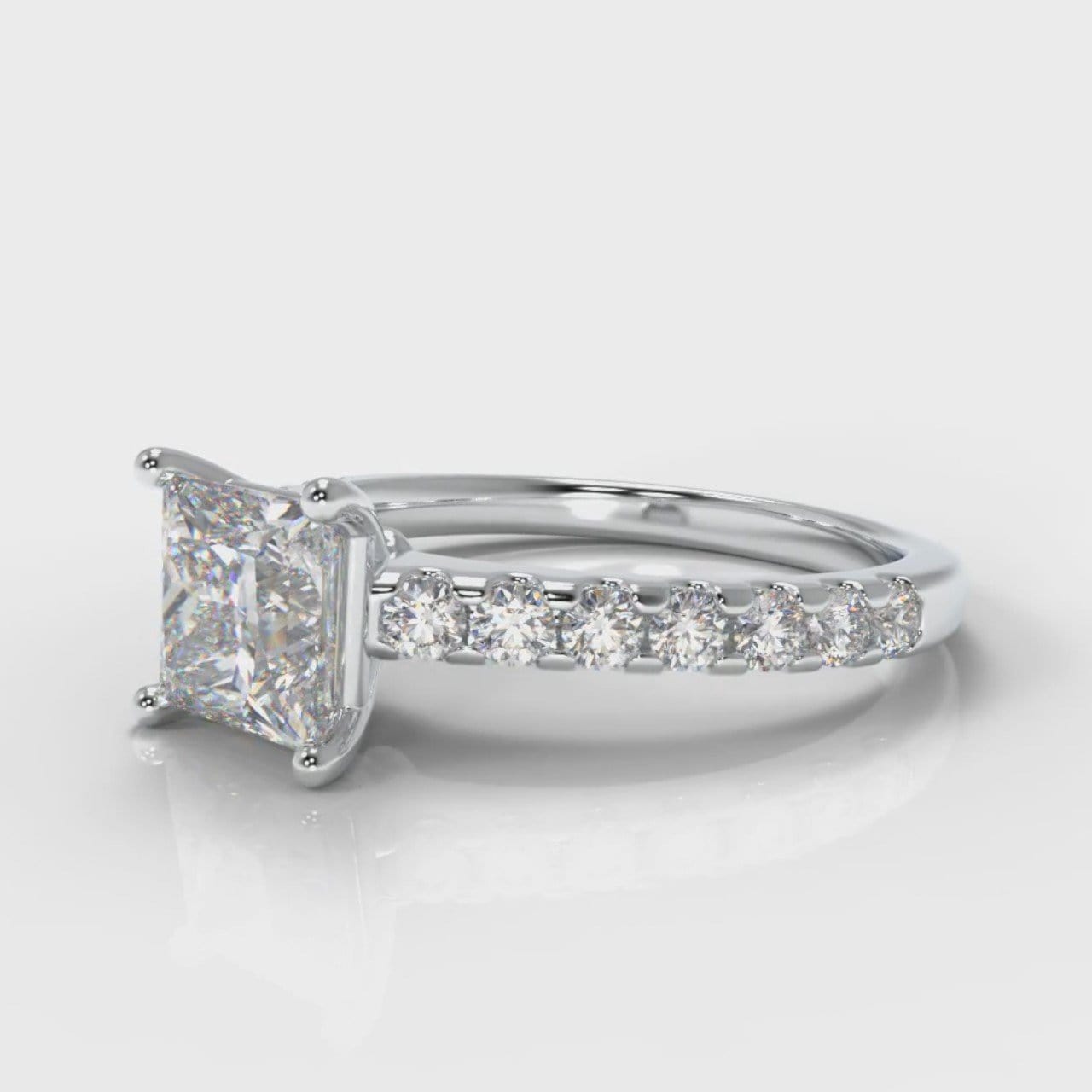 Carrée Micropavé Princess Cut Diamond Engagement Ring