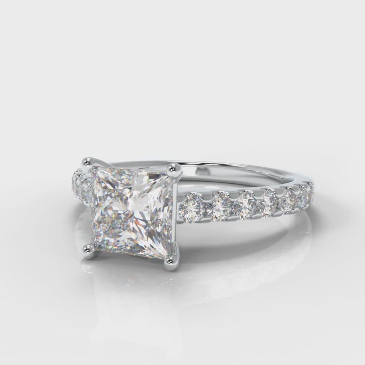 Carrée Micropavé Princess Cut Diamond Engagement Ring