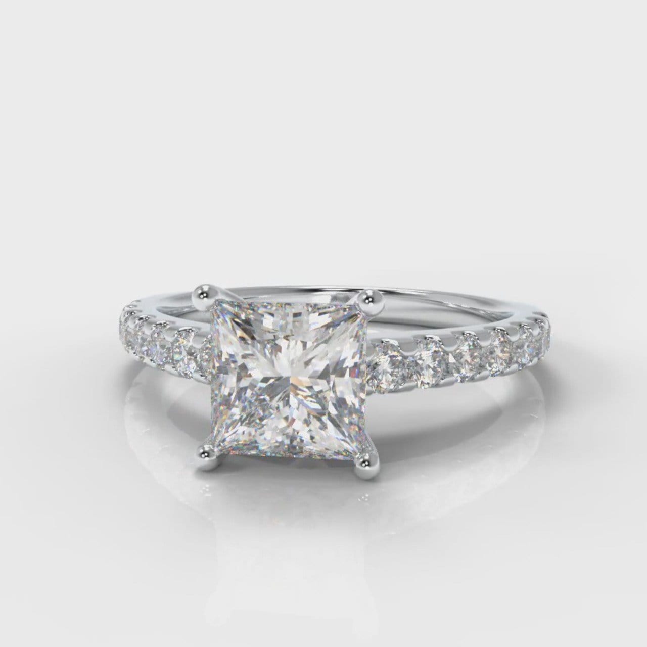Carrée Micropavé Princess Cut Diamond Engagement Ring