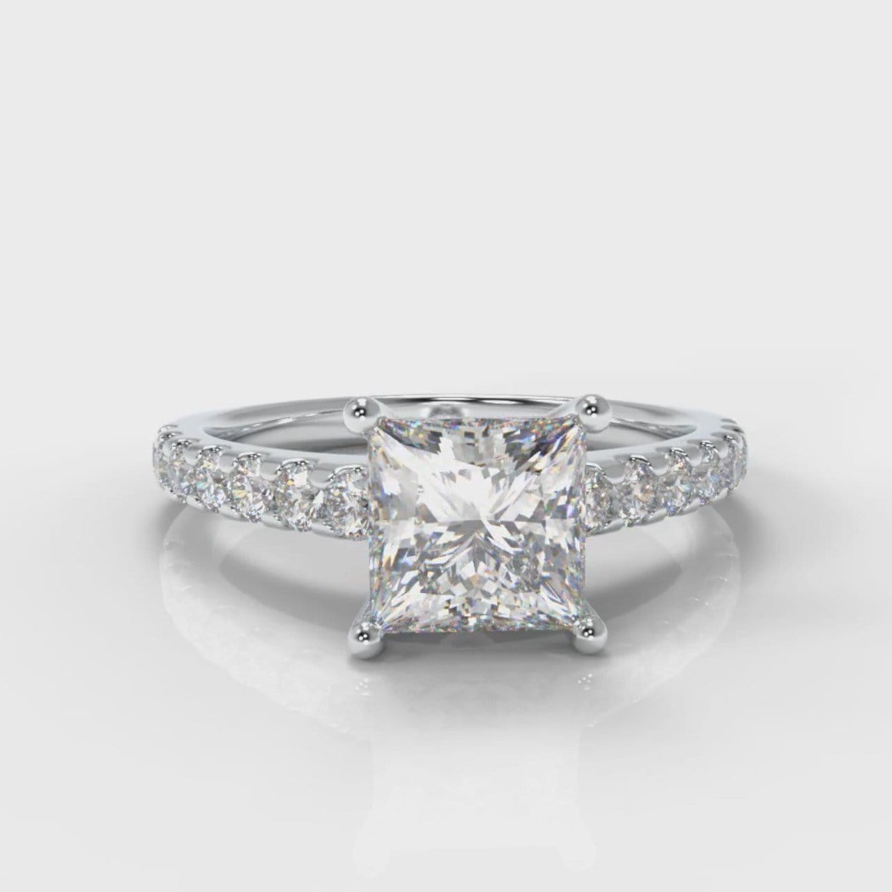 Carrée Micropavé Princess Cut Diamond Engagement Ring