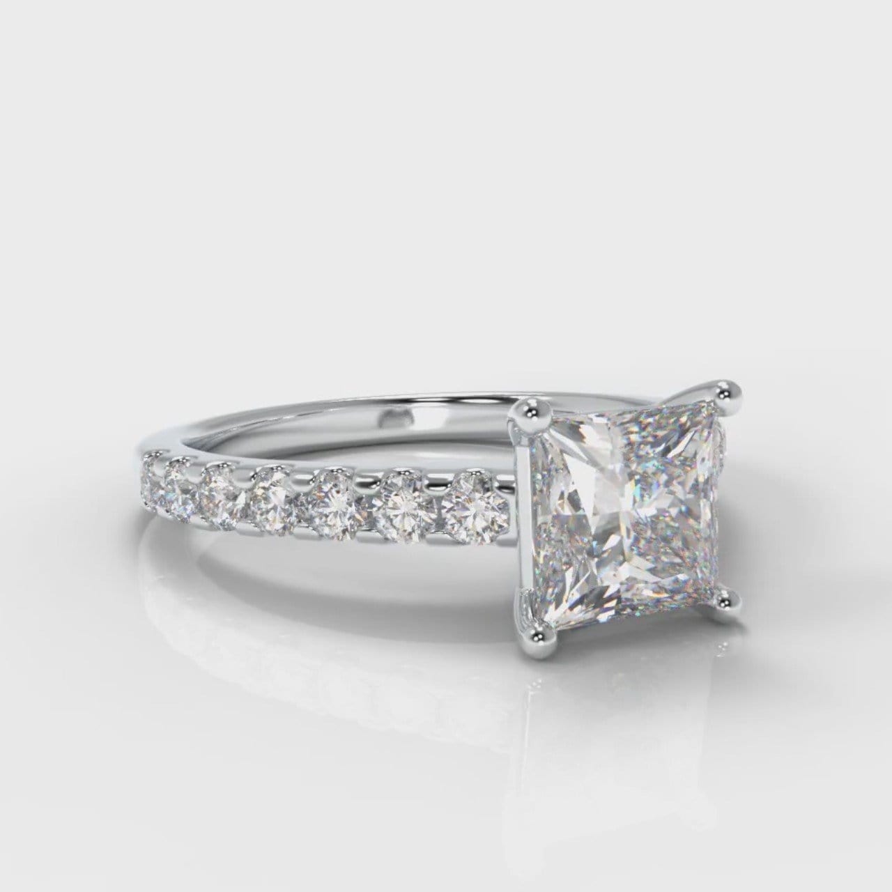 Carrée Micropavé Princess Cut Diamond Engagement Ring