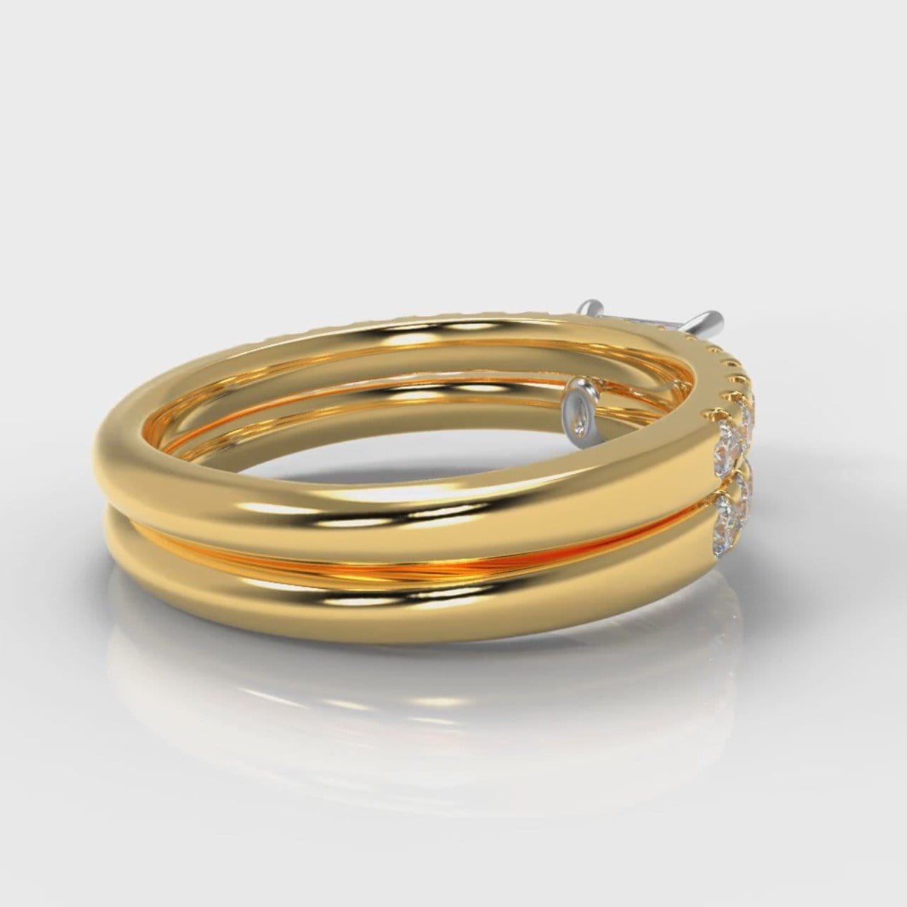 Carrée Micropavé Princess Cut Diamond Bridal Set - Yellow Gold