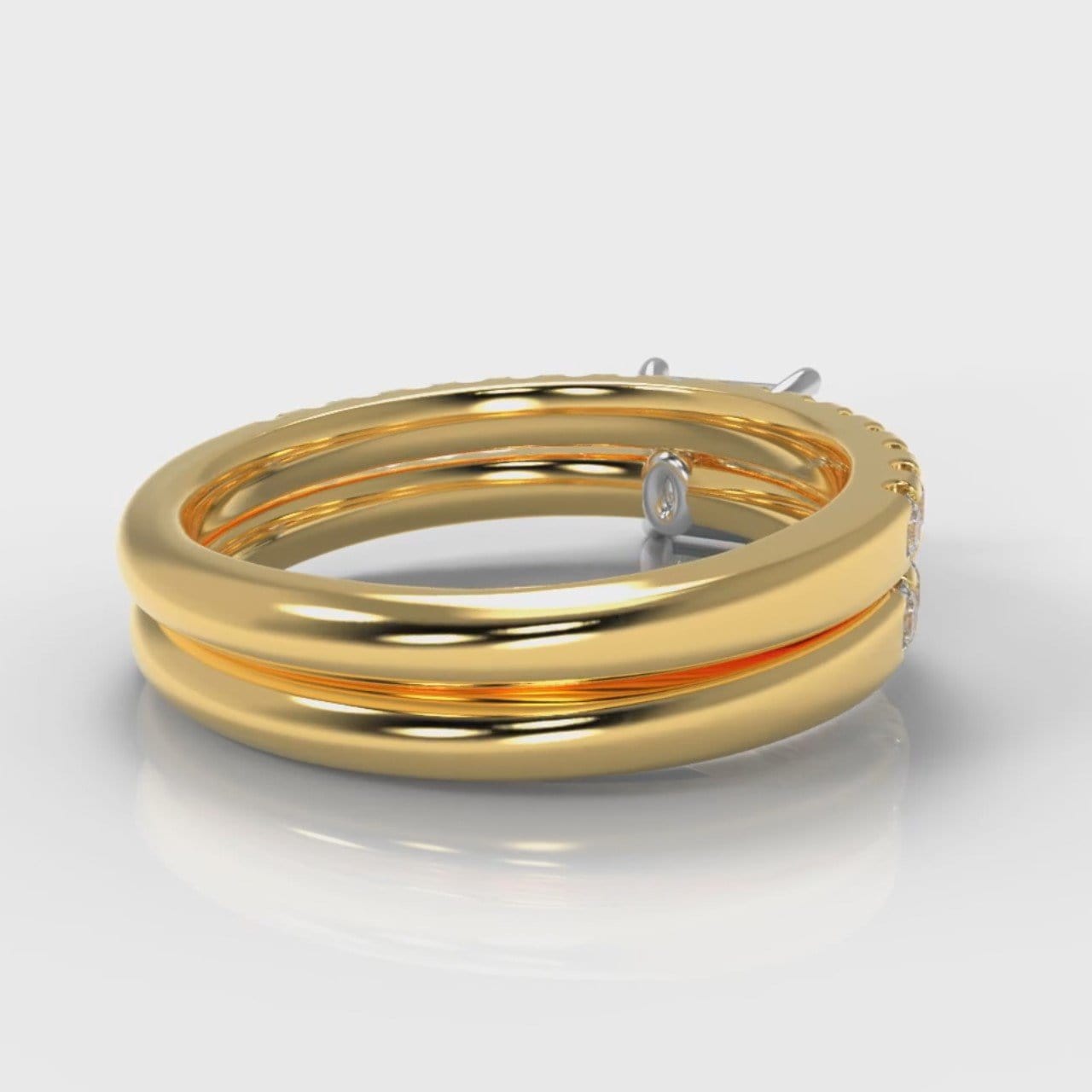 Carrée Micropavé Princess Cut Diamond Bridal Set - Yellow Gold