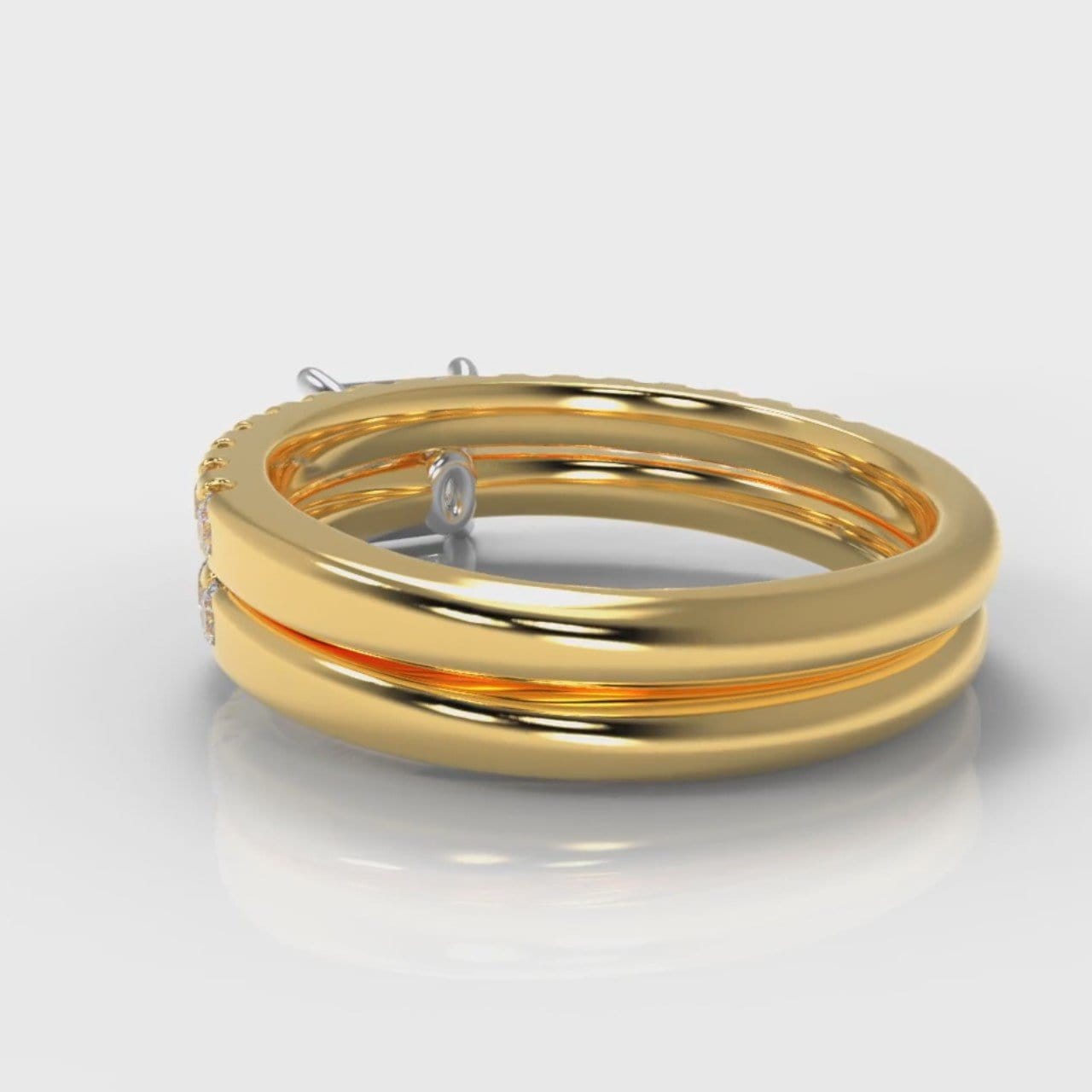 Carrée Micropavé Princess Cut Diamond Bridal Set - Yellow Gold